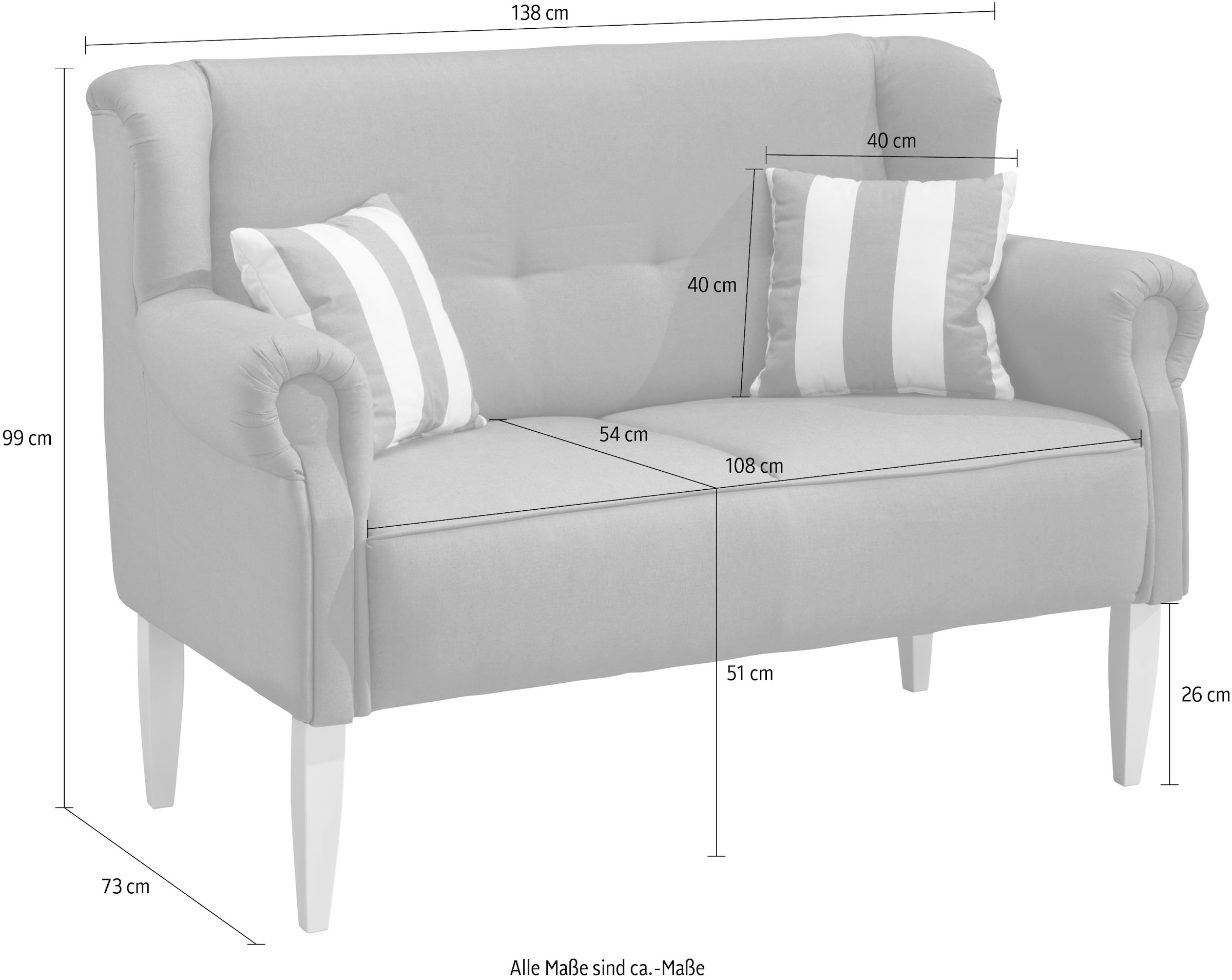 Home affaire Küchensofa »Moro« inkl. 2 Stk. Zierkissen gestreift, verschiedenen Stoffe und Farben