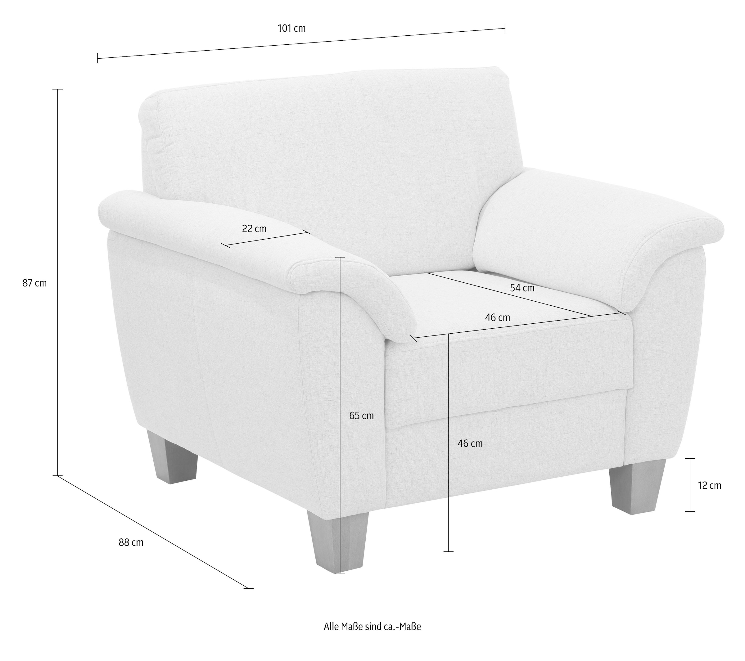 Home affaire Sessel »Alta« mit Federkern und Kontrastnaht, Füsse Buche eichefarben