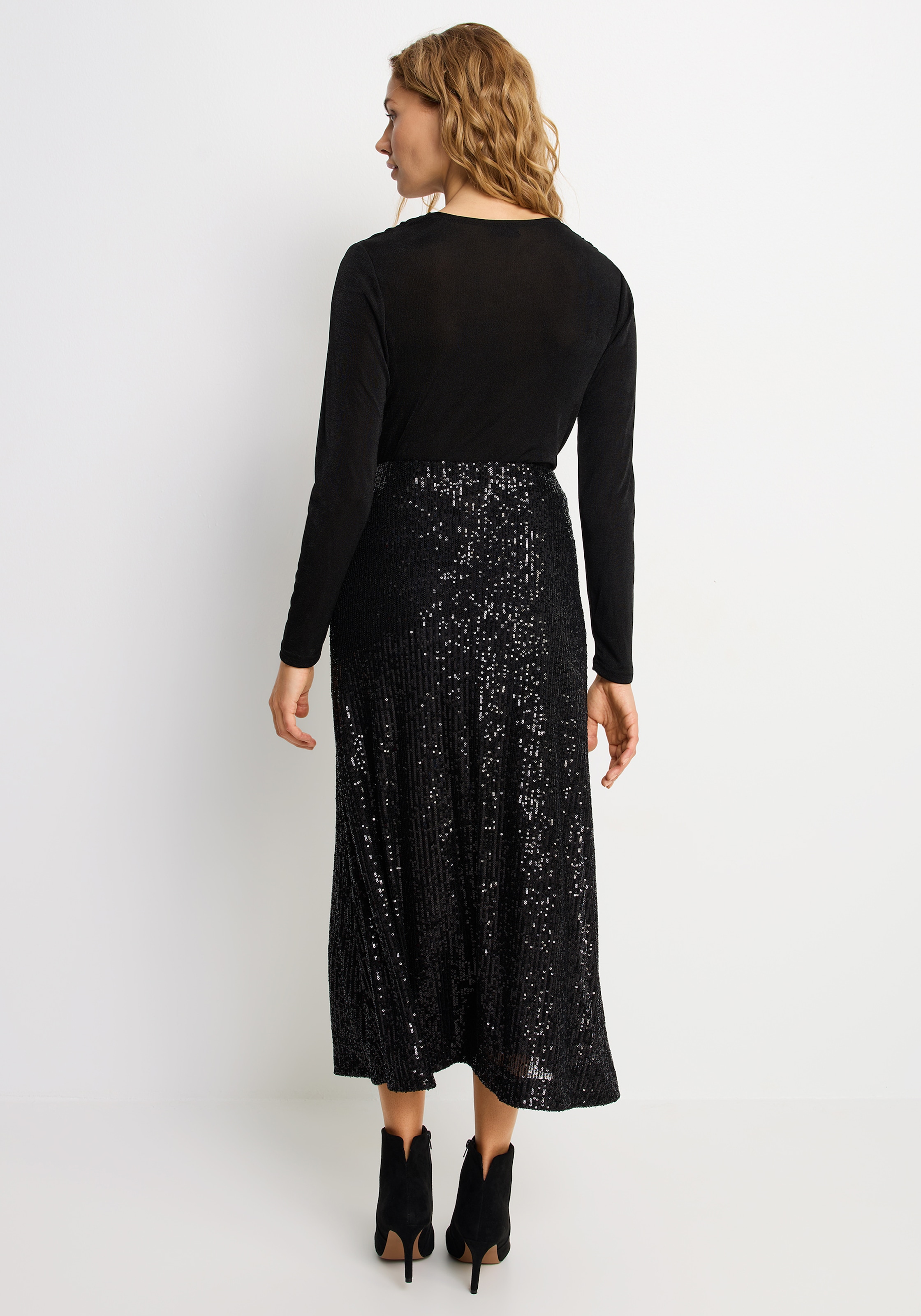 LASCANA Jupe à paillettes »in Midilänge mit elastischem Bund« Jupe midi à paillettes, jupe de fête, élégante et festive