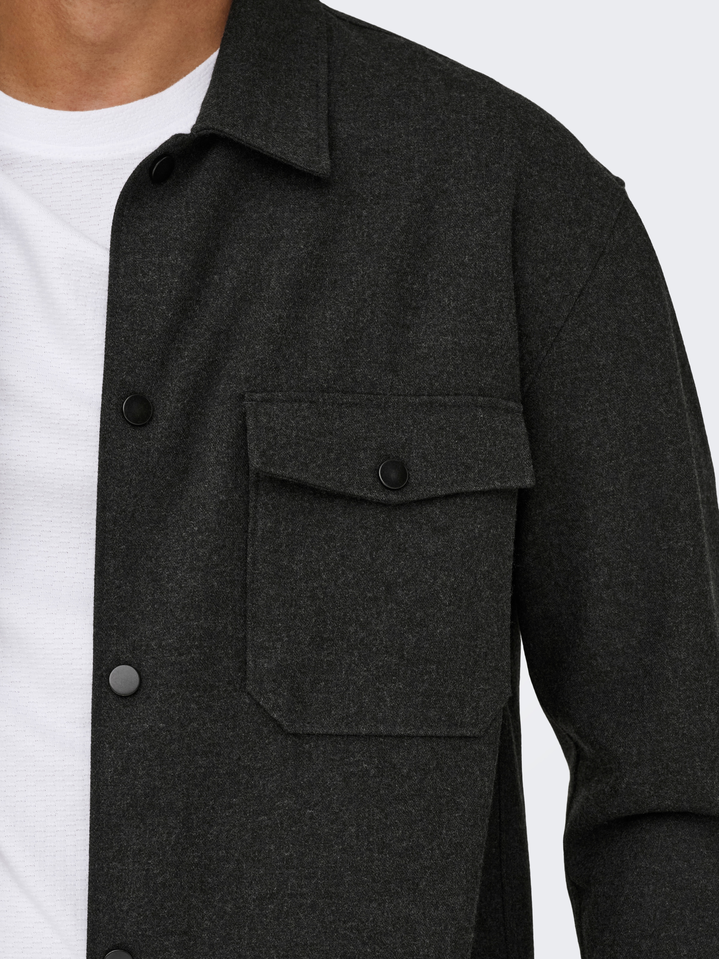 ONLY & SONS Langarmhemd »ONSMARK BRUSHED 0353 OVERSHIRT« Materialmix, regular fit