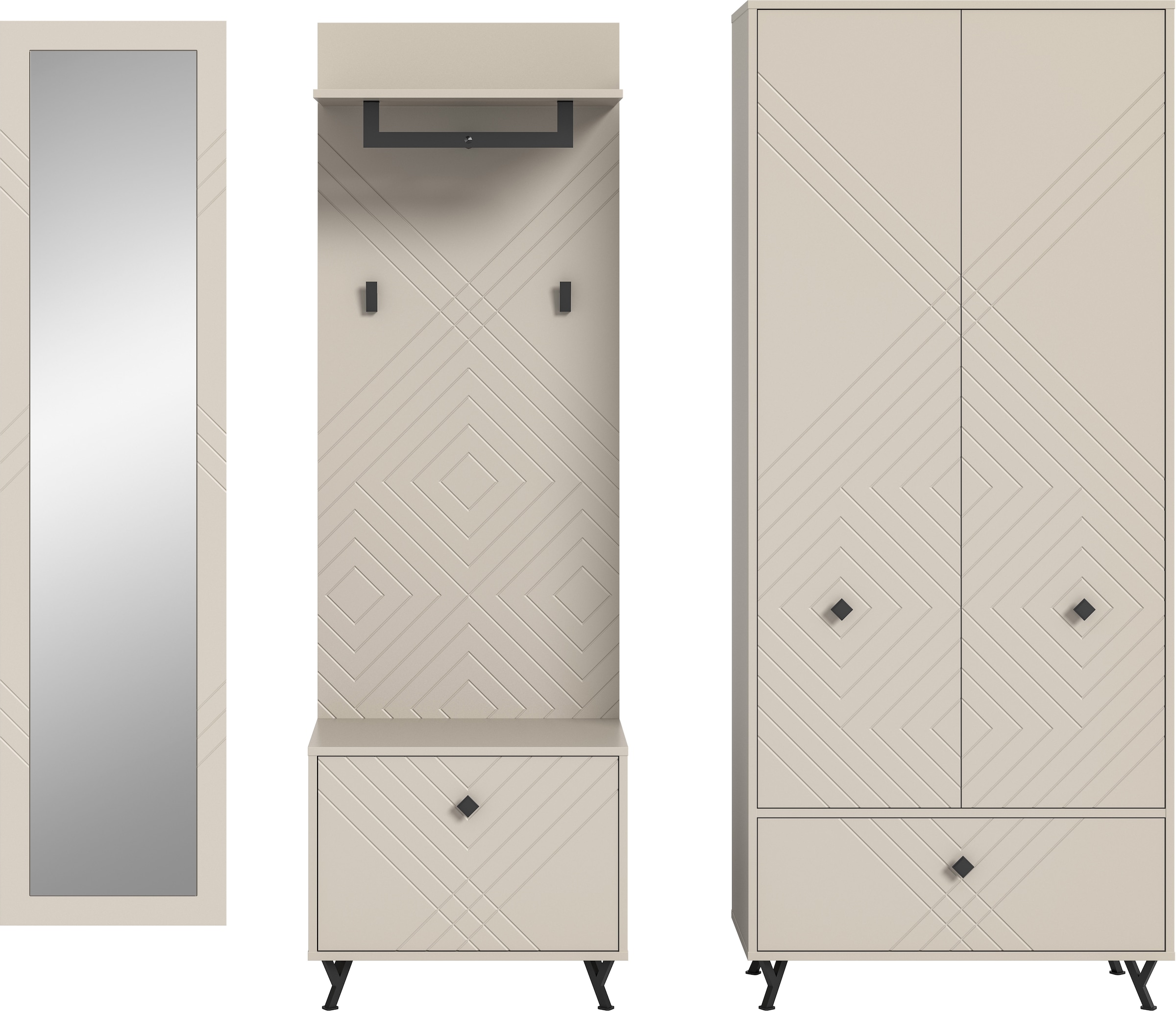 Home affaire Ensemble de vestiaires »Mento, 4-teilig, Ornamentfräsung in der Front, bestehend aus:« Set, 4 cuis tlg.