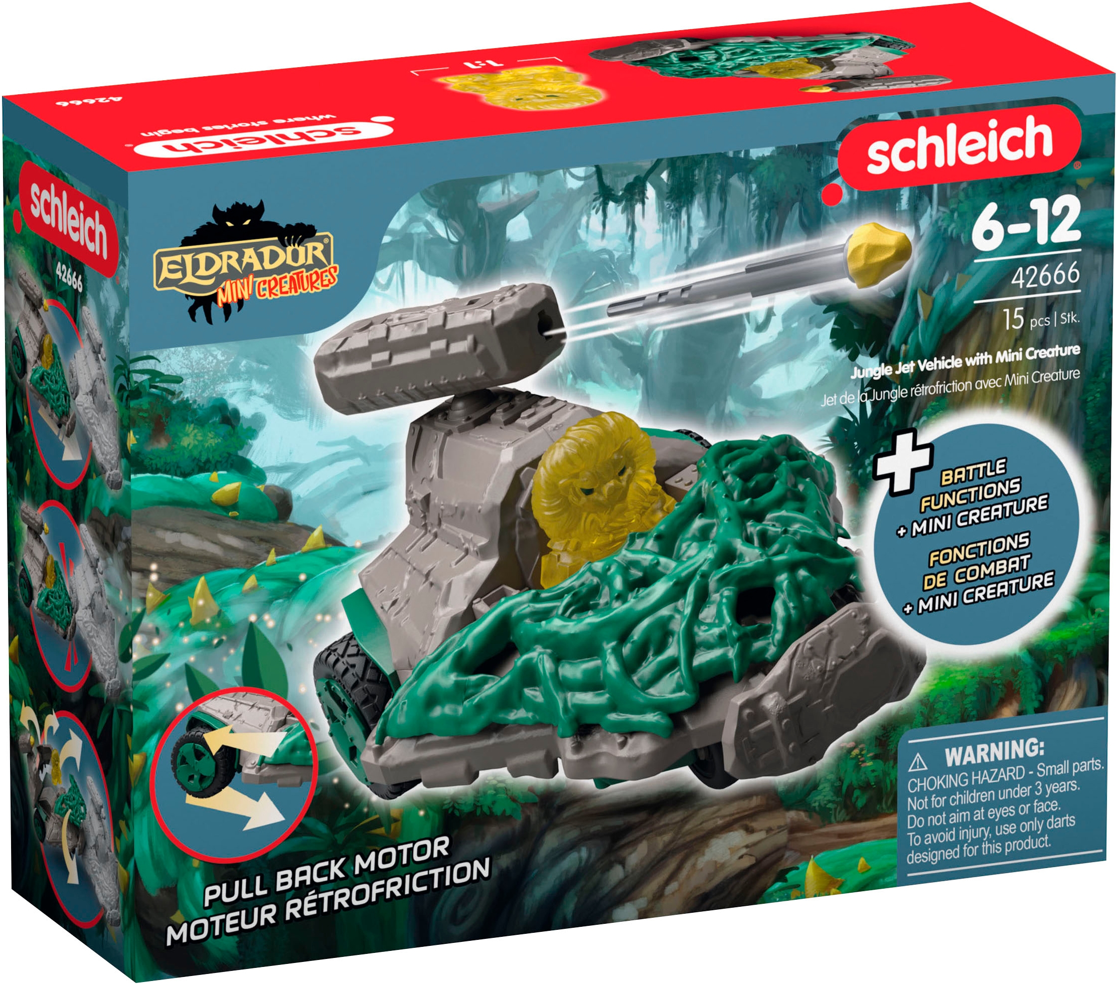 Schleich® Spielzeug-Auto »ELDRADOR® CREATURES, Dschungel Düsenjet Fahrzeug (42666)« mit Mini Cretaure; Made in Europe