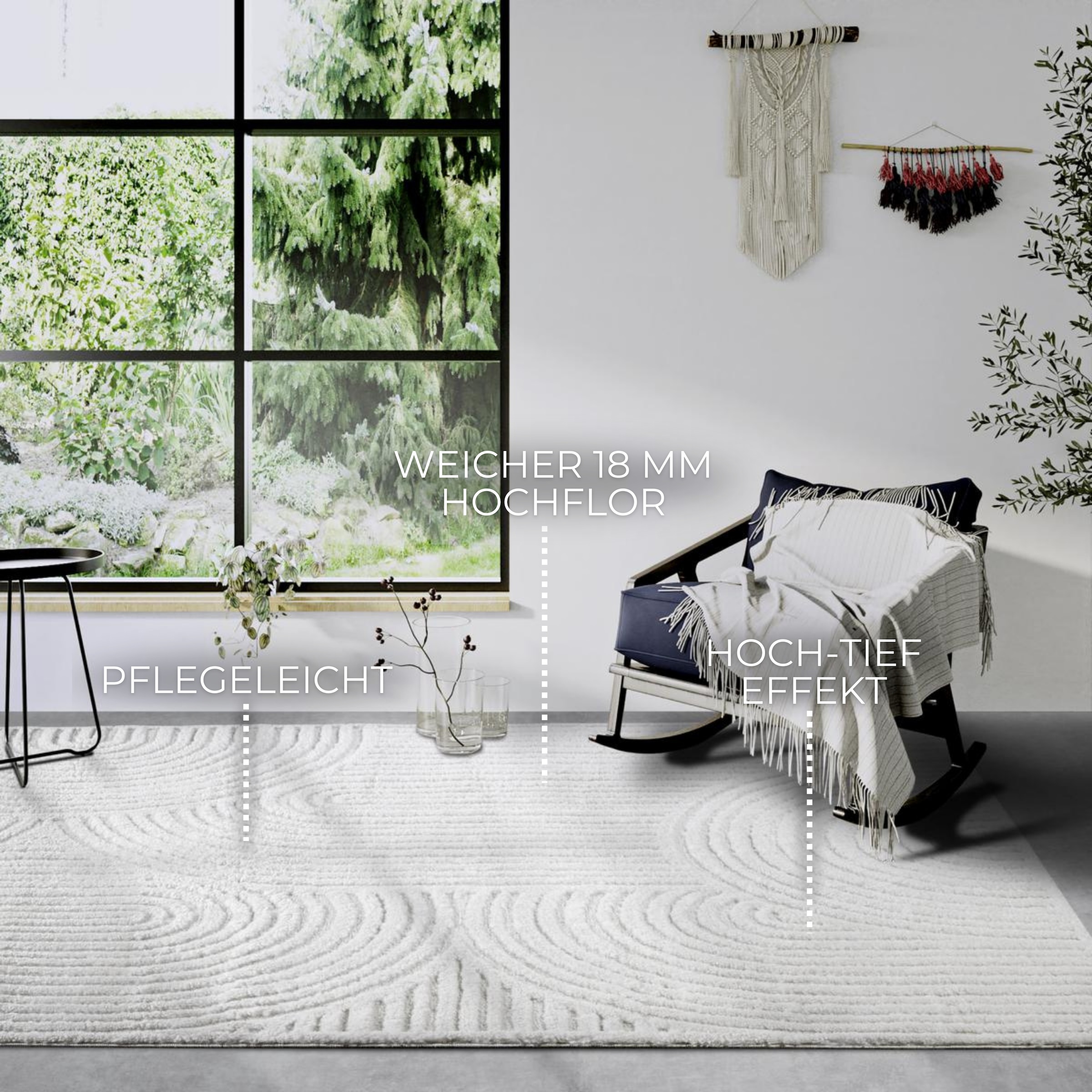 ELLE DECORATION Designteppich »Chappe« rechteckig 18 mm Höhe Shaggy, Läufer, flauschig, weich, Langflor, modern, Hoch Tief Effekt