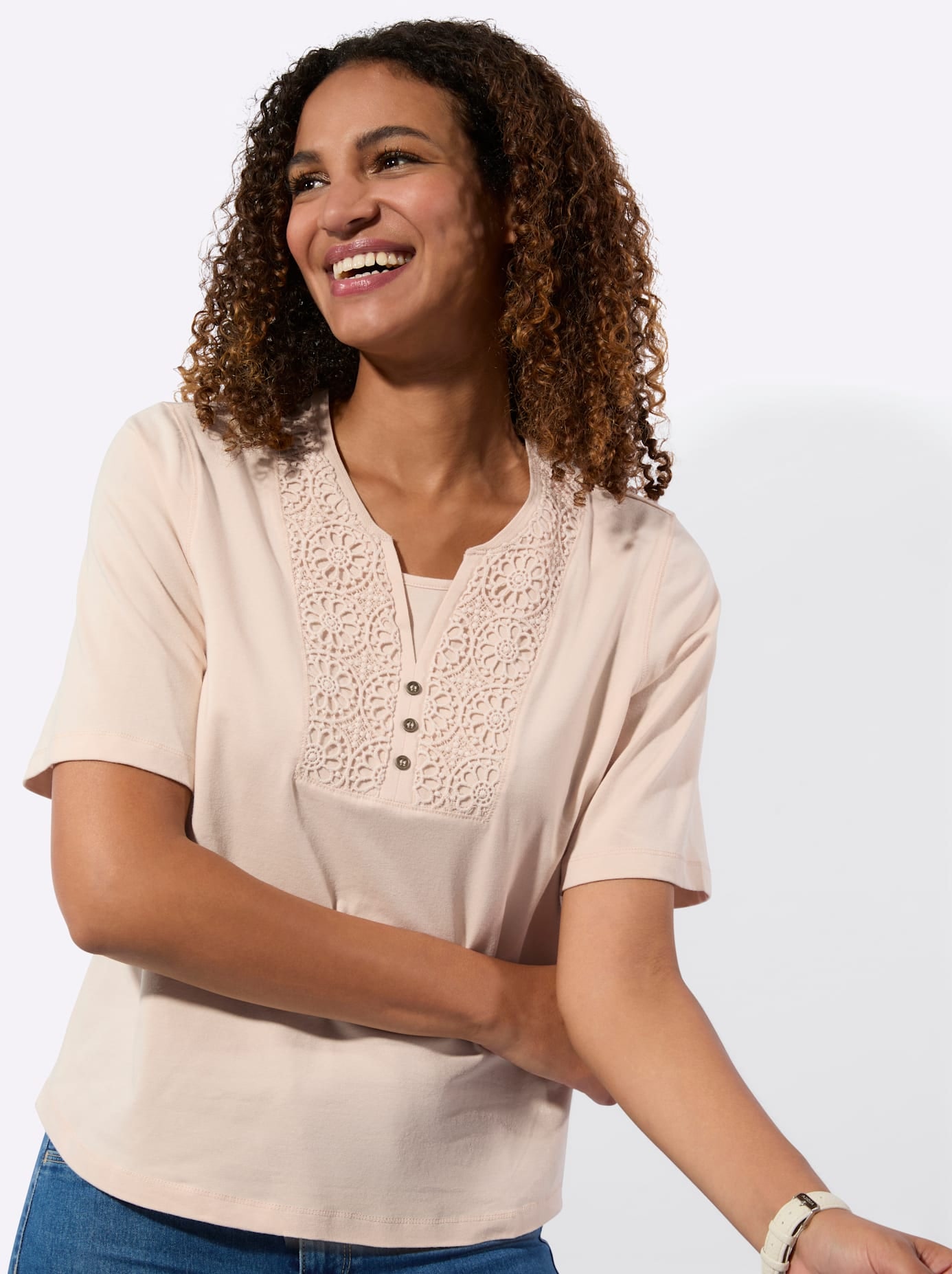 Inspirationen Spitzenshirt »Kurzarm-Shirt« 1 tlg.