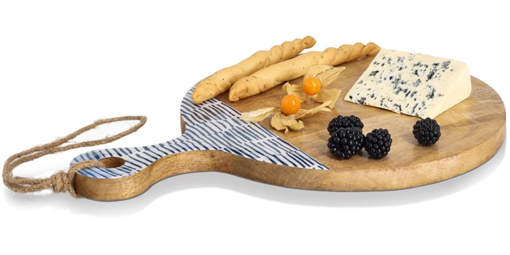 Zeller Present Planche de service »Schneide-/Servierbrett mit Griff, Mangoholz« Kordel zum Aufhängen, Epoxidharz-Beschichtung