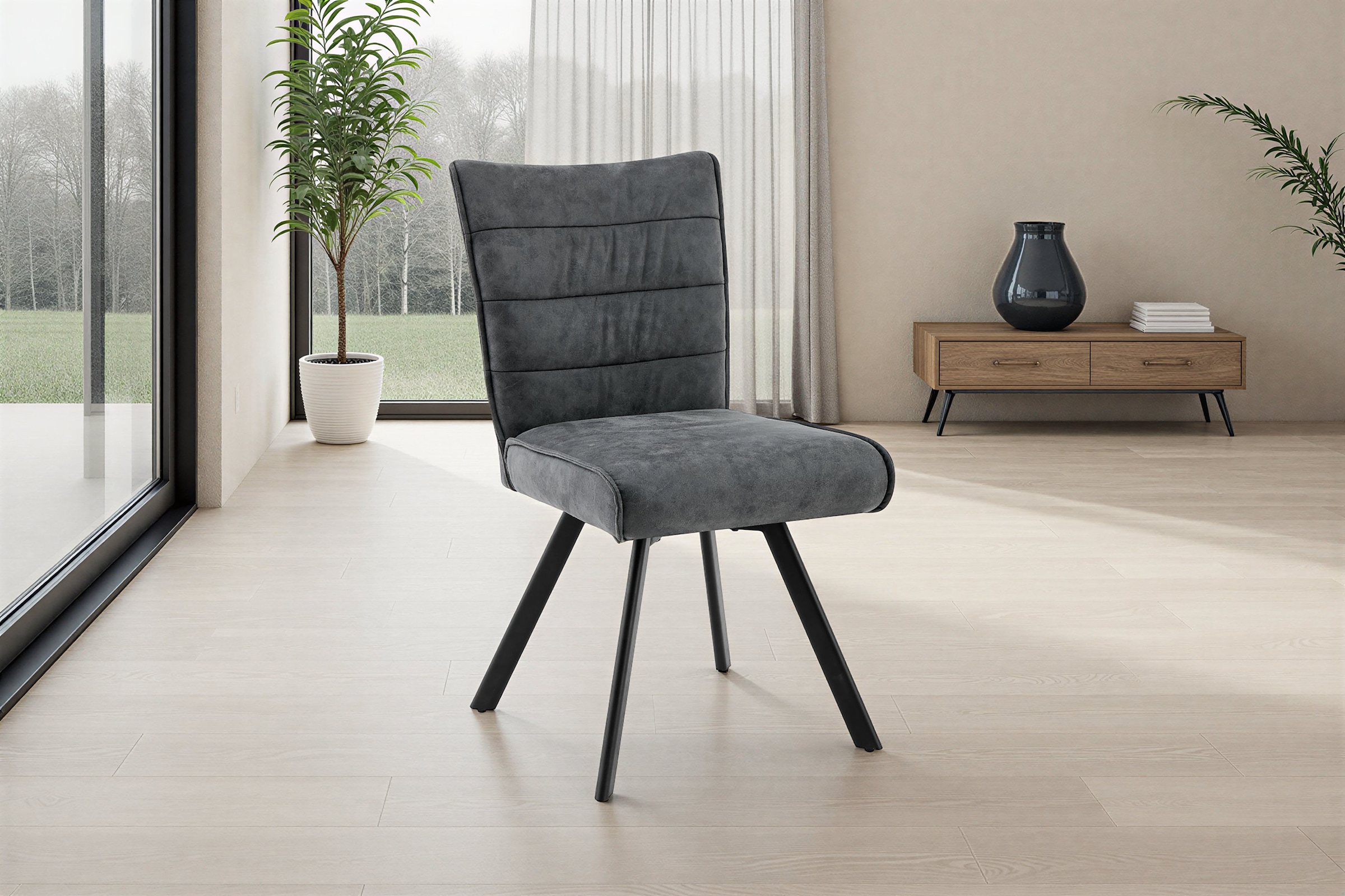 byLIVING Esszimmerstuhl »ROBBIE« (Set) 2 Stk.Microfaser, 360° drehbar, Taschenfederkern,Steppung Rücken, Keder