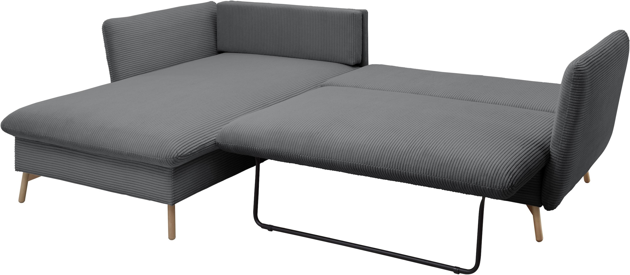 GOODproduct Canapé d'angle »MERLE, 258 cm, L-Form, traumhafter Cord,« avec fonction lit et coffre, surface couchage 224 x 139