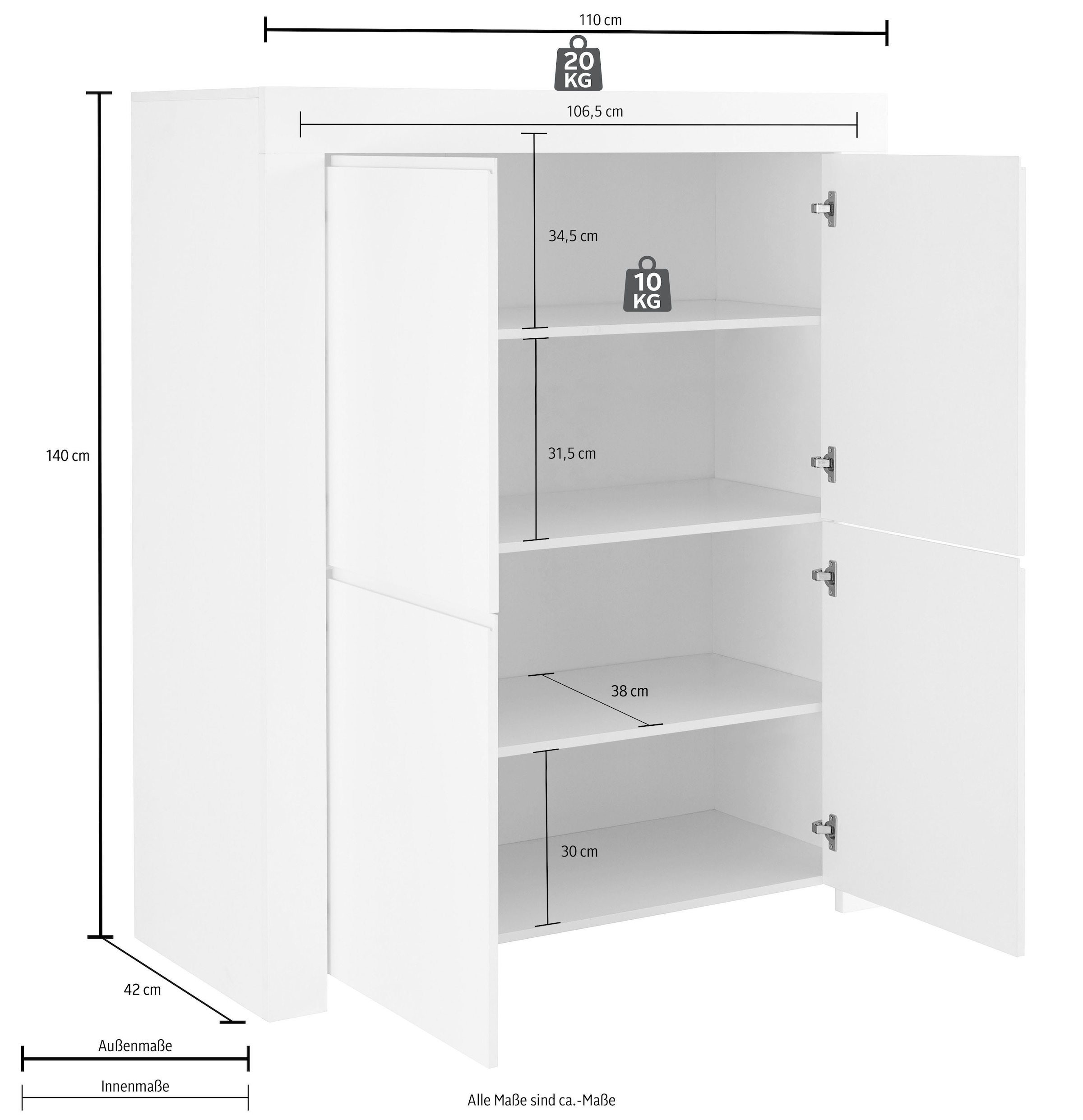 Home affaire Buffet haut »Firenze« Breite 110 cm