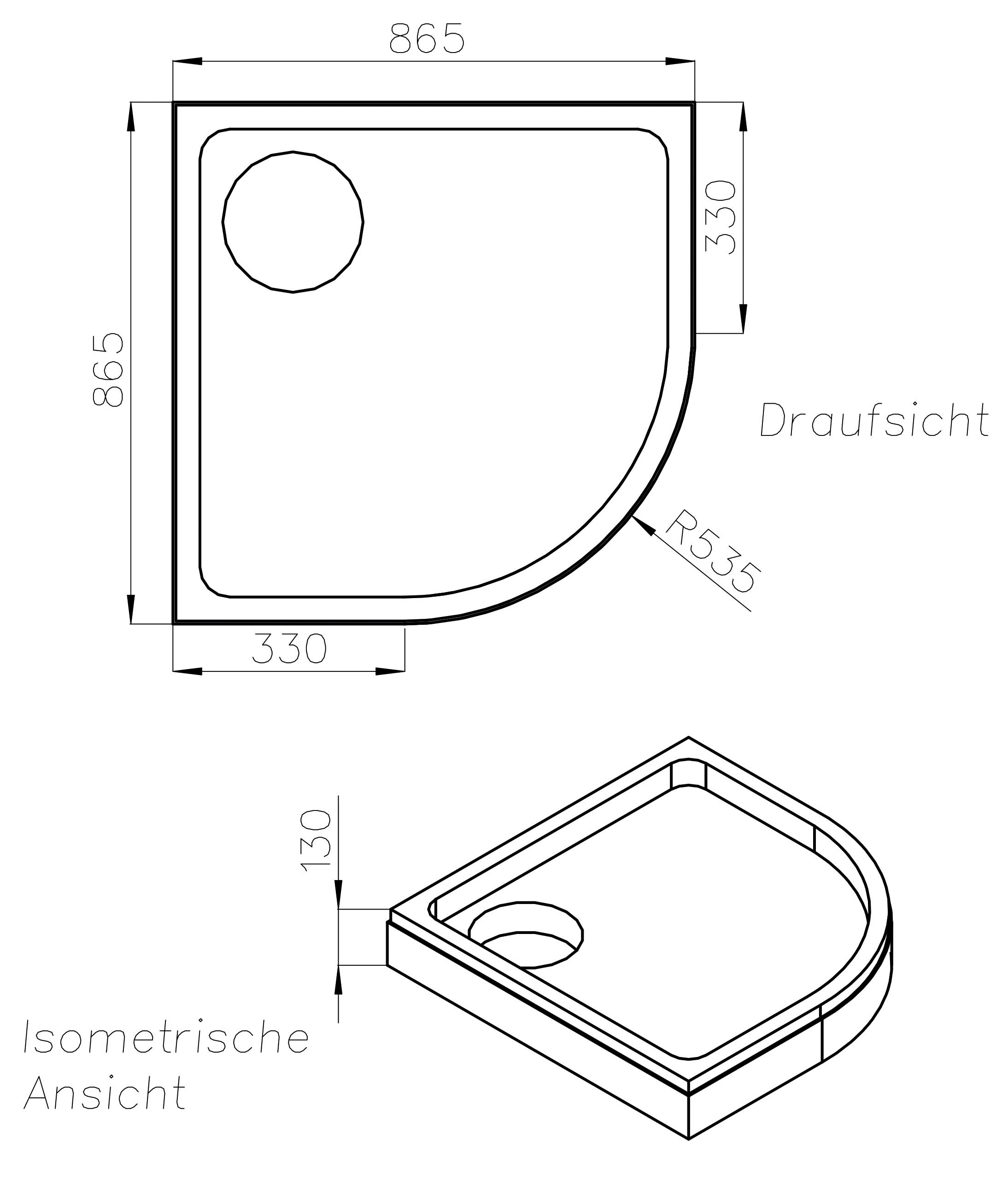 OTTOFOND Duschwanne Set,  90x90 cm, mit Wannenträger, Ablaufgarnitur und Fugendichtband