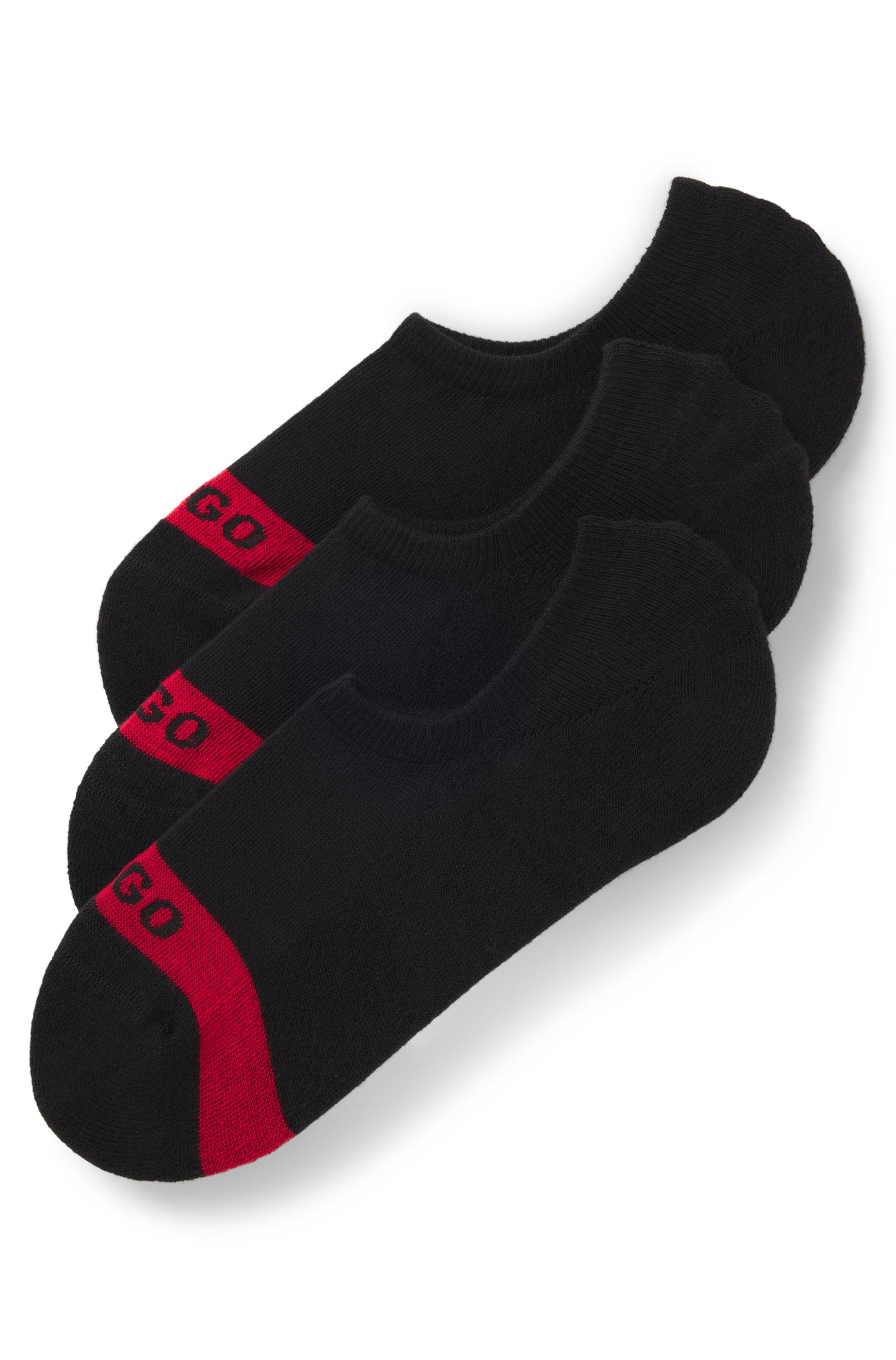 HUGO Underwear Chaussettes d'affaires »3P LC PLUSH TAPE CC« Paquet, 3er, 3 cuis tlg. mit HUGO Logostickerei auf rotem Farbstreifen