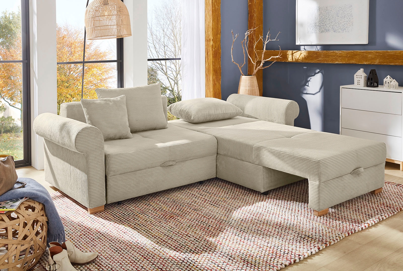 Jockenhöfer Gruppe Ecksofa »List L-Form« viel Stauraum, 2 separate Liegeflächen, Ottomane links oder rechts