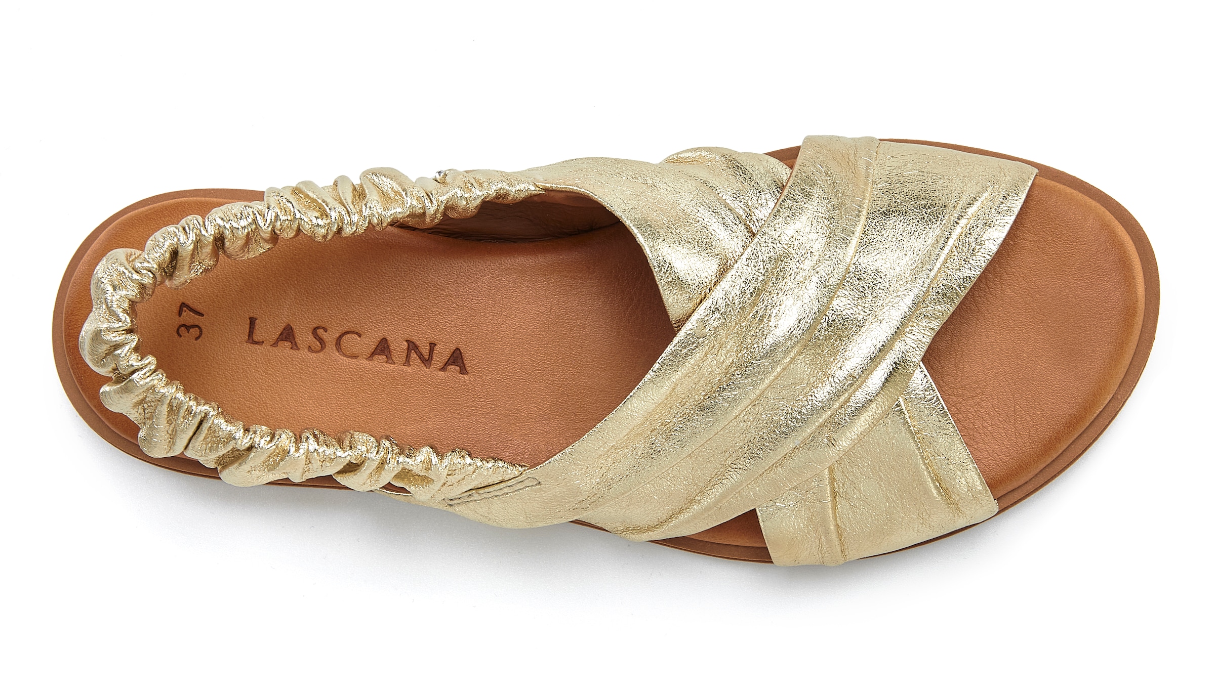 LASCANA Sandale »Sandalette, Sommerschuh, offener Schuh, Pantolette«  en cuir avec brides élastiques