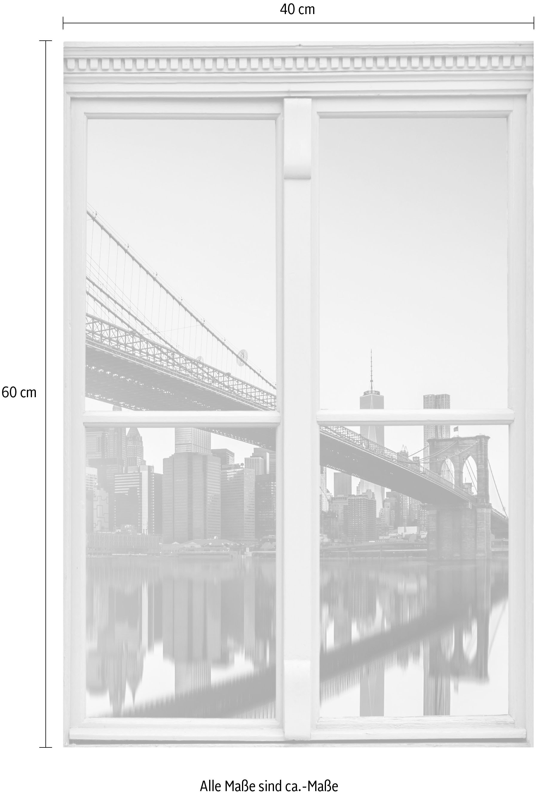 queence Wandsticker »Brooklyn Birdge« Wandsticker, Wandbild, selbstklebend, 3D, Fenster