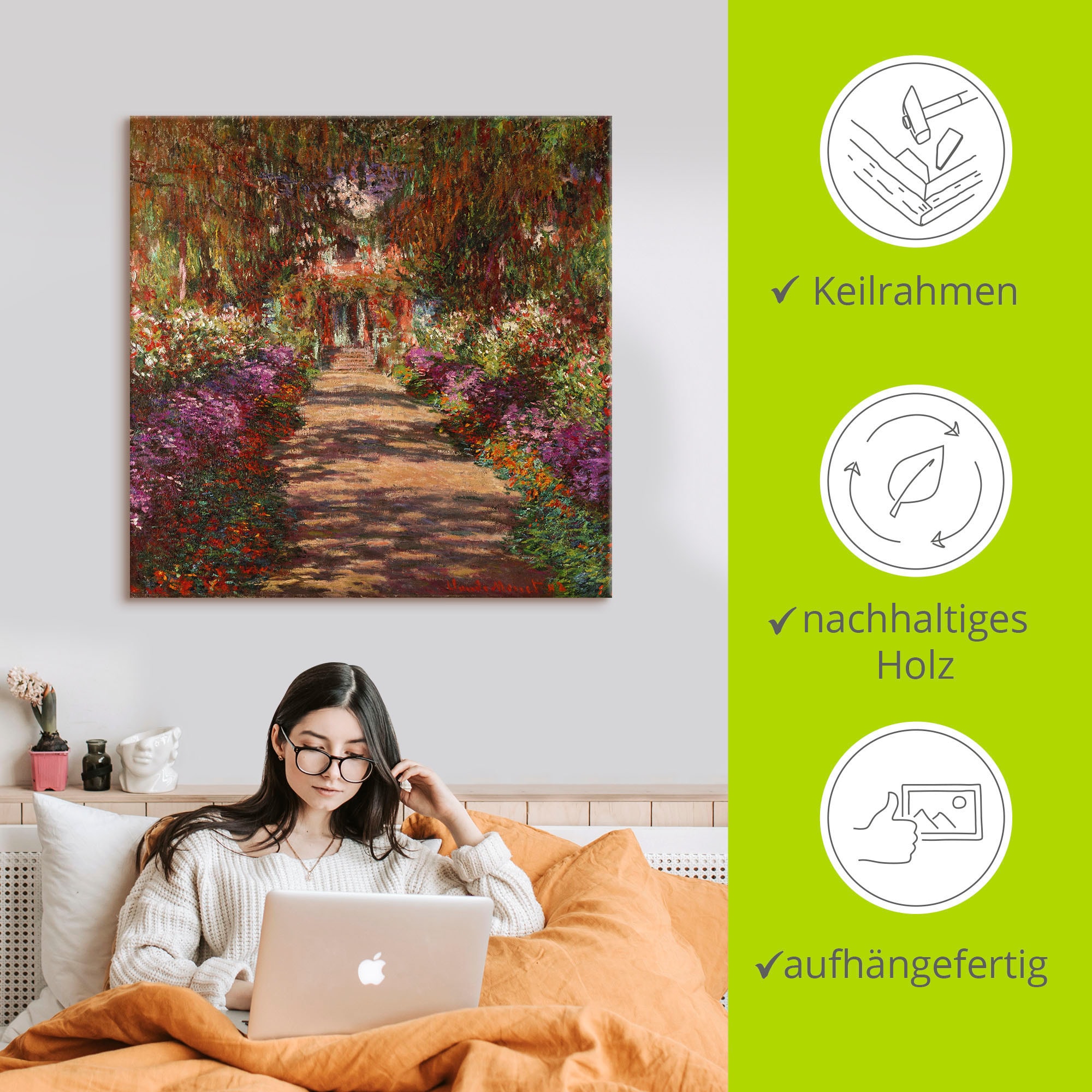 Artland Wandbild »Weg in Monets Garten in Giverny. 1902« Garten 1 Stk. tlg. als Alubild, Leinwandbild in verschied. Grössen