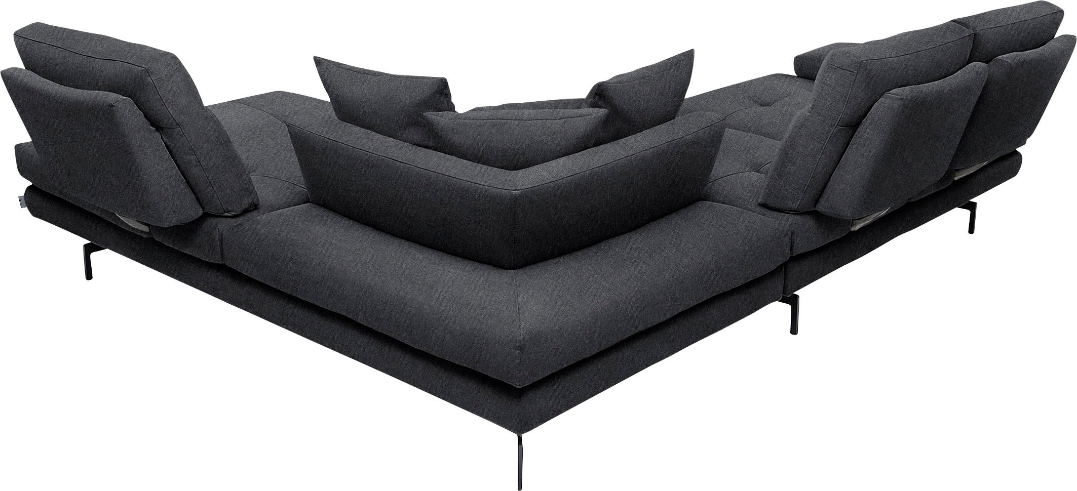 CALIA ITALIA Ecksofa »Toby Wing, Komfortsofa mit Sitzkomfort der Extraklasse, L-Form« Sitztiefenverstellung, wahlw. mit Kissen-Set,Füsse schwarz matt