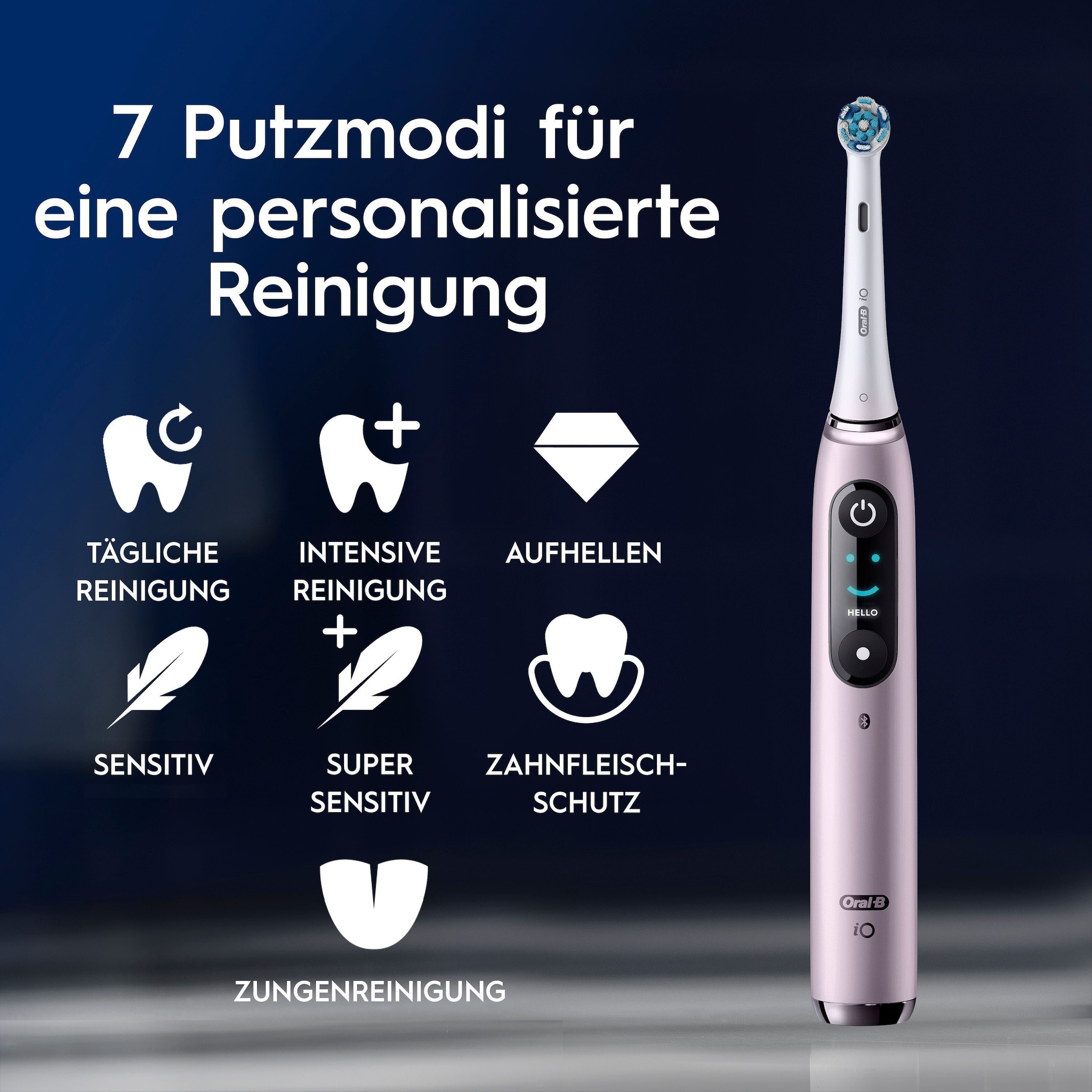 Oral-B Brosse à dents électrique »Oral-B iO Series 9« 2 cuis Aufsteckbürsten 7 modes de brossage pour soins dentaires, analyse 3D, écran couleur & étui de voyage avec charge