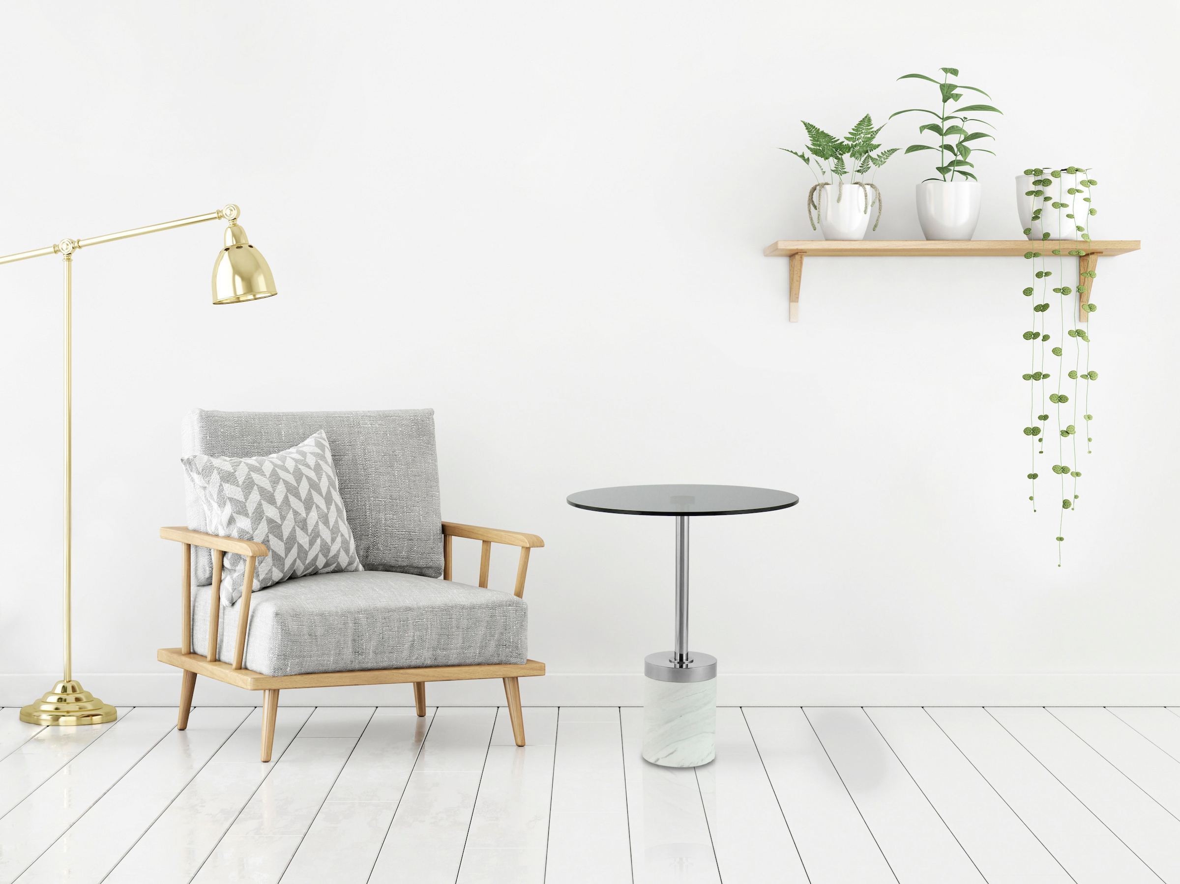 Kayoom Table d'appoint »Lana 125, robuste Glasplatte, Sockel in Mamor Optik« 1 cuis tlg. robuste, facile d'entretien, de haute qualité, adapté intérieur et extérieur