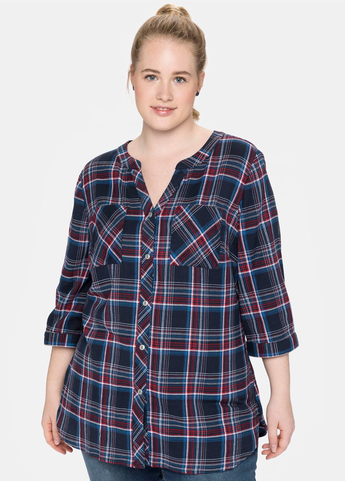 Sheego Blouse à carreaux