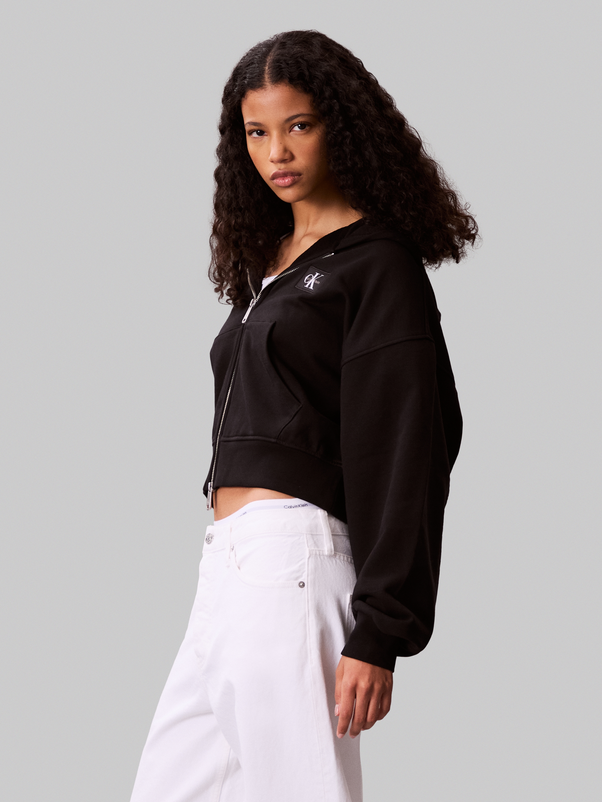 Calvin Klein Jeans Veste sweat »A- FRNCH TRRY BDG LG« Oversized Fit, mit Kapuze, reine Baumwolle