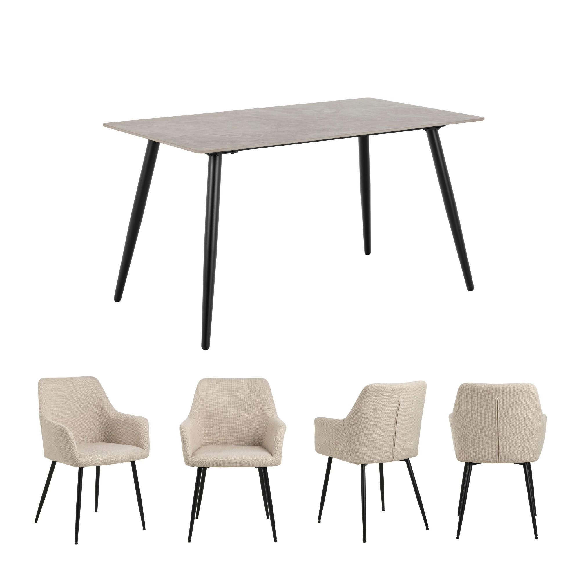 ACTONA GROUP Set de salle à manger »Essgruppe, Speisetisch mit Stühlen, für das Esszimmer, Modern« Ensemble complet, 1 table + 4 chaises, 5 cuis tlg.