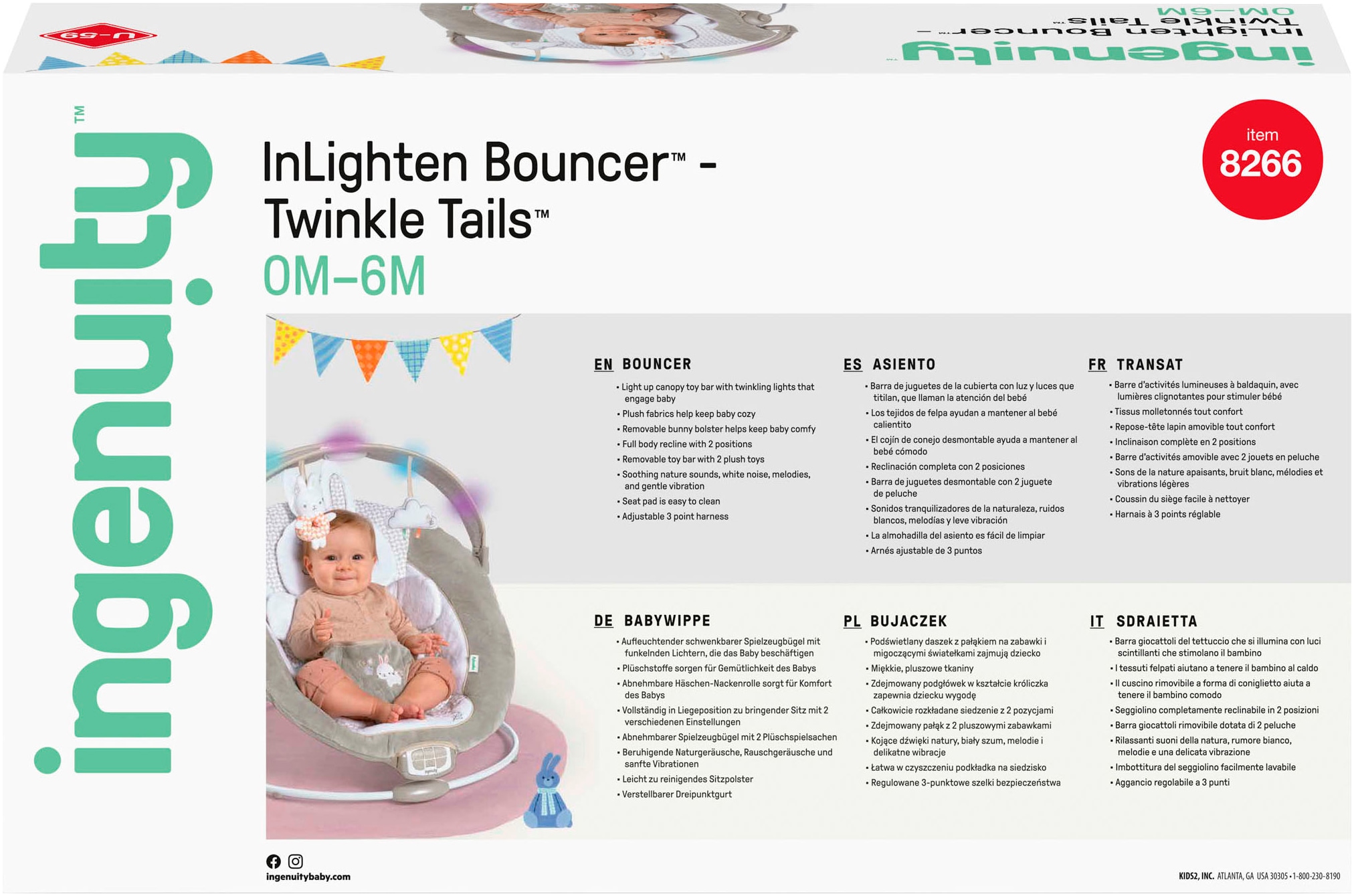 ingenuity Balançoire bébé »InLighten Bouncer™ - Twinkle Tails™« bis 9 kilos mit Licht und Sound