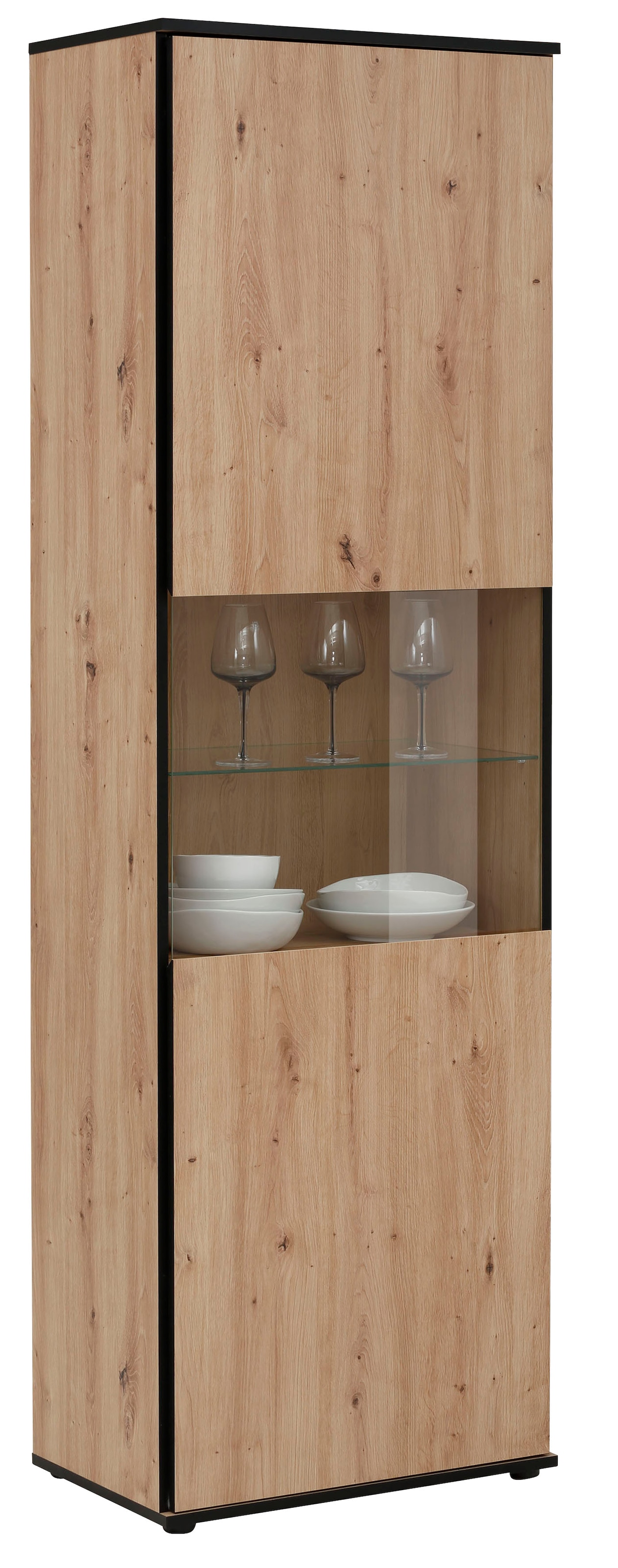 HELA Vitrine »Ariana« mit angeschrägten Griffmulden, Höhe 195 cm