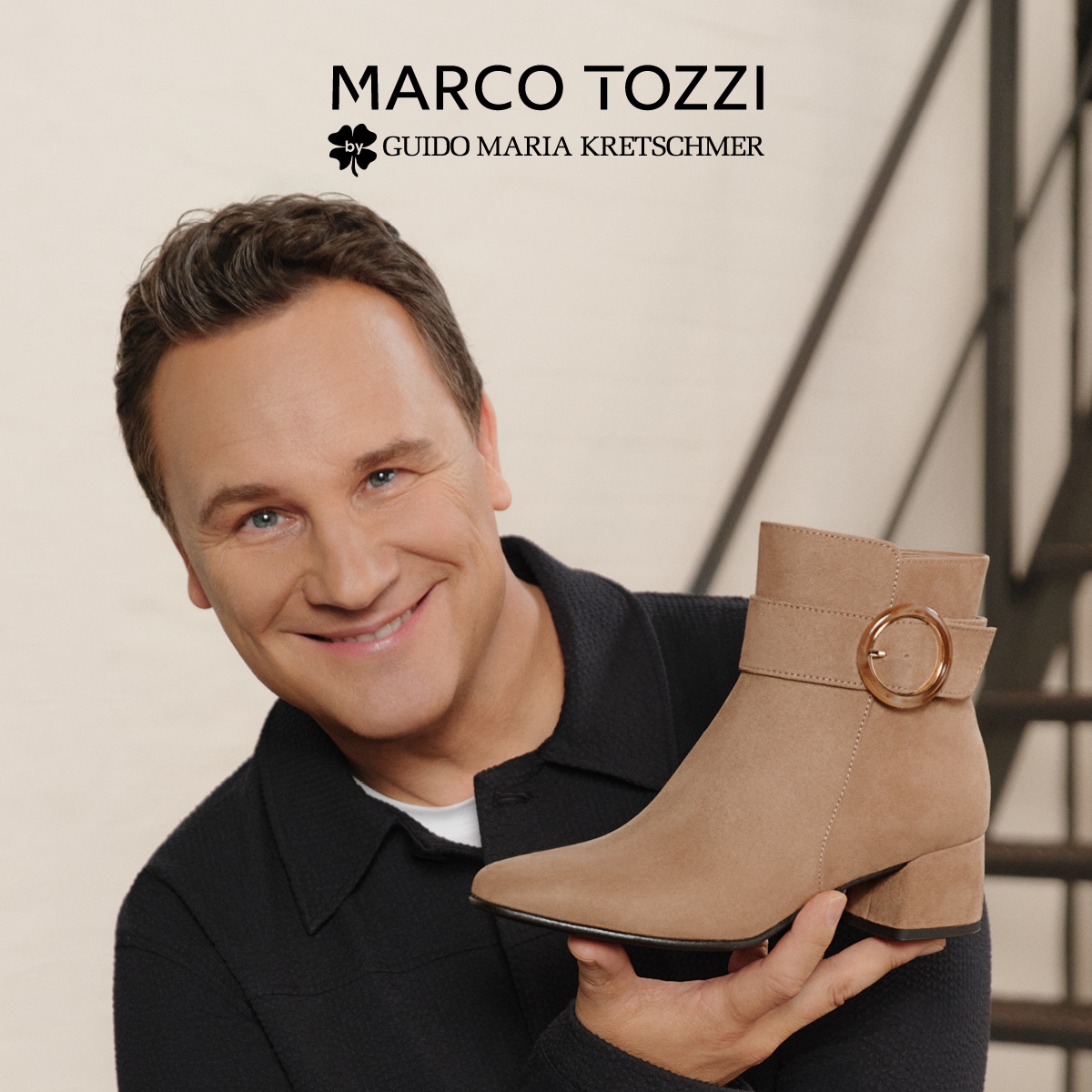 MARCO TOZZI Bottines  talon bloc, chaussure de soirée, chaussure de fête avec boucle décorative