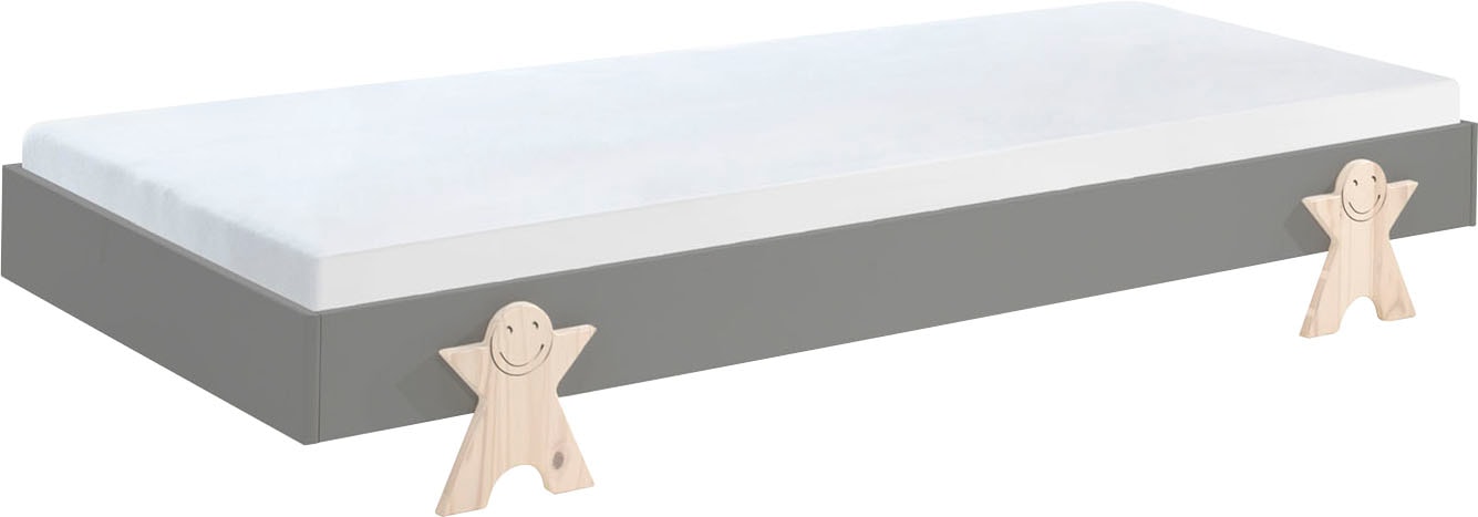 Vipack Kinderbett »Modulo, stapelbares Einzelbett, inkl. Rolllattenrost, 2 Farben« B/H/T ca. 203,6x93,8x48cm, Fuss Smile massiv, Bettseiten MDF lackiert,  Liegefläche 90/200 cm, einzeln oder als 2-er Set erhältlich