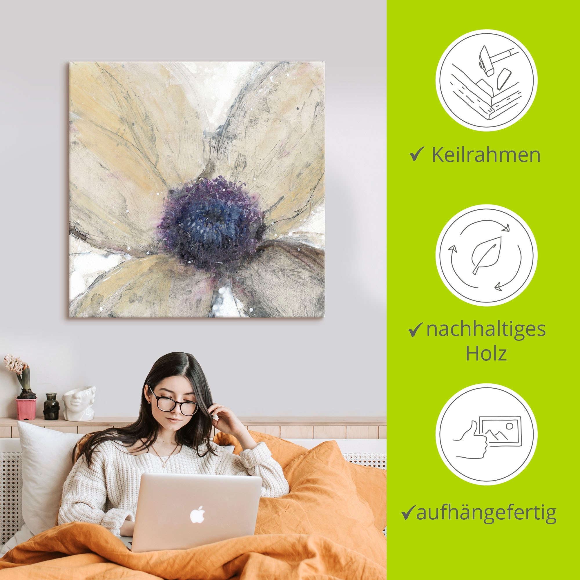 Artland Tableau sur toile »Blumenfluss I« 1 cuis tlg. als Alubild, Outdoorbild, Leinwandbild in verschied. Grössen