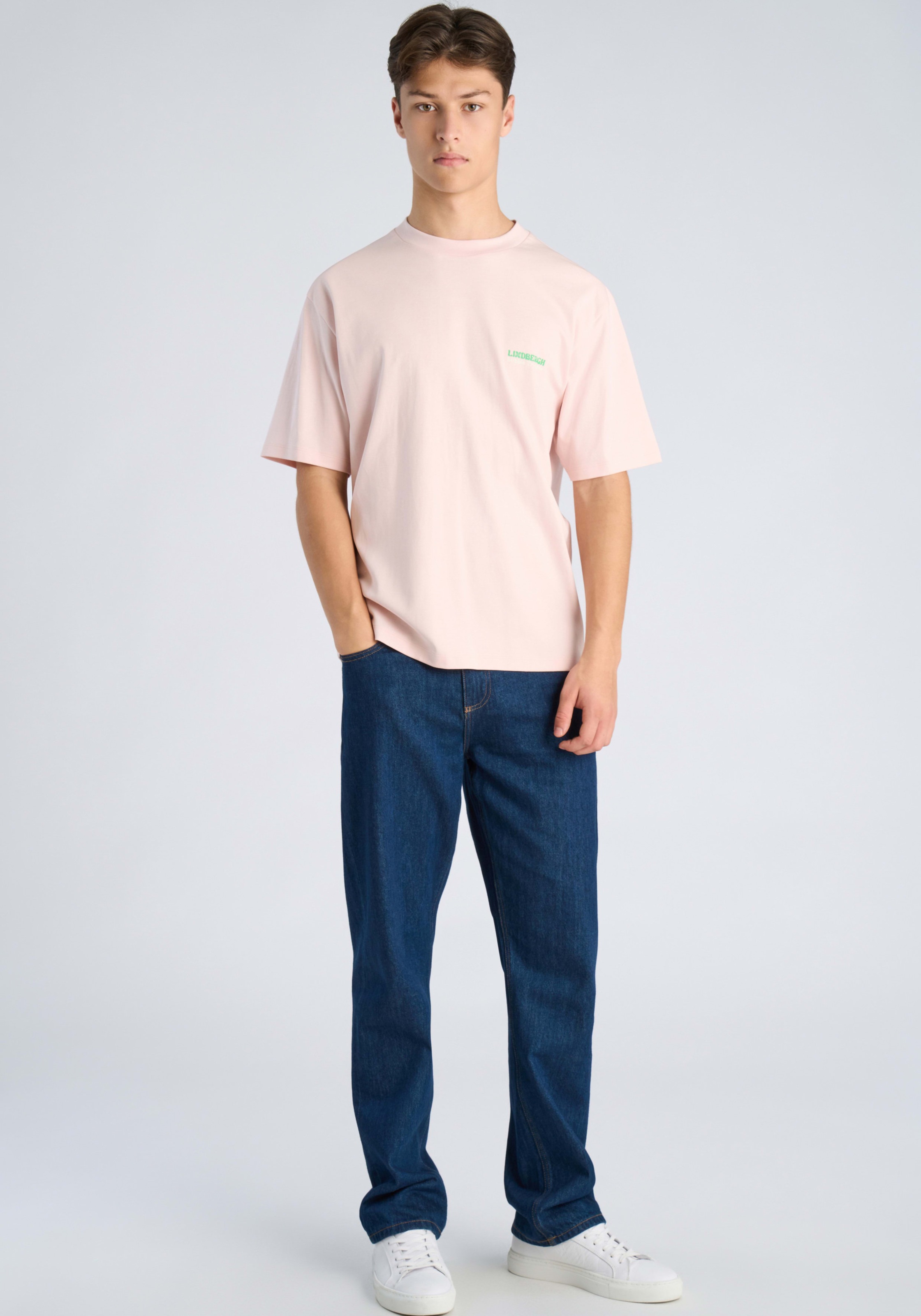 LINDBERGH T-shirt à manches courtes T-shirt d'été avec grand imprimé au dos / petit imprimé devant