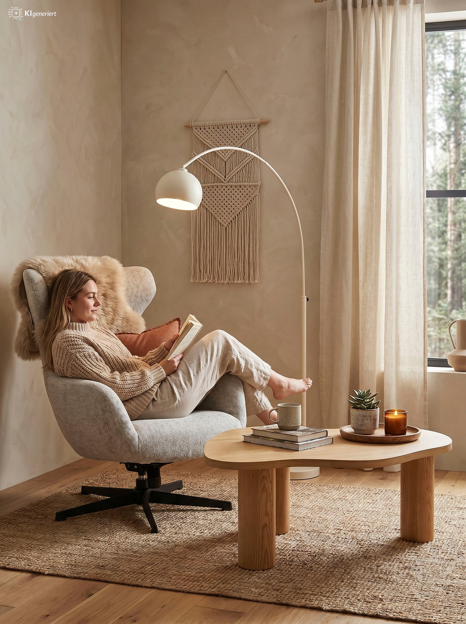 SalesFever Couchtisch »Vion 90x51 cm zeitloses Design mit Echtholzfurnier« Markante organische Form mit skulpturalem Charakter