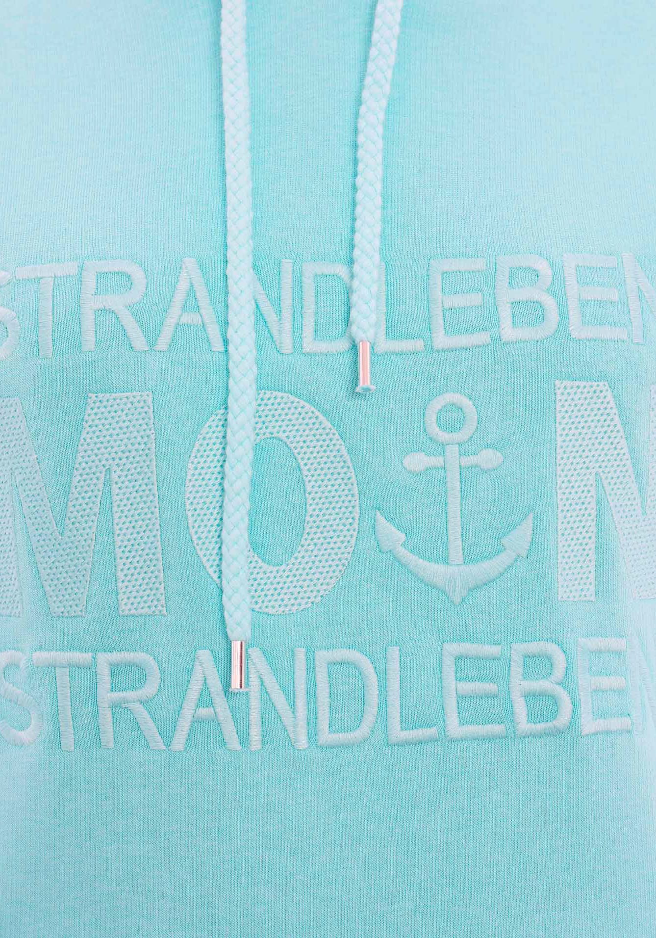 Zwillingsherz Hoodie »Strandleben Moin«, mit gesticktem Schriftzug und neonfarbenen Akzenten
