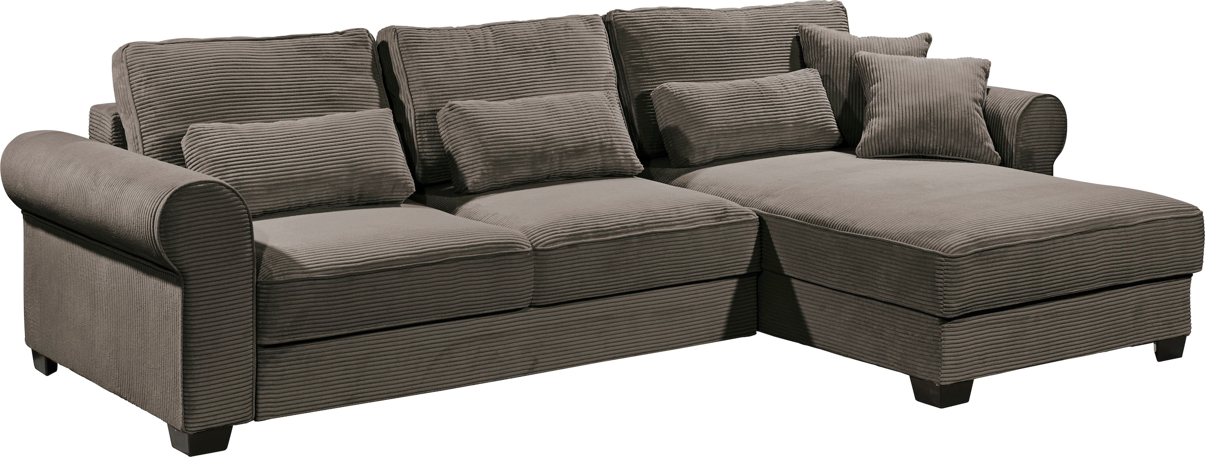 ED EXCITING DESIGN Canapé d'angle »Angelina L-Form« mit Bettfunktion, Bettkasten & 5 Zierkissen