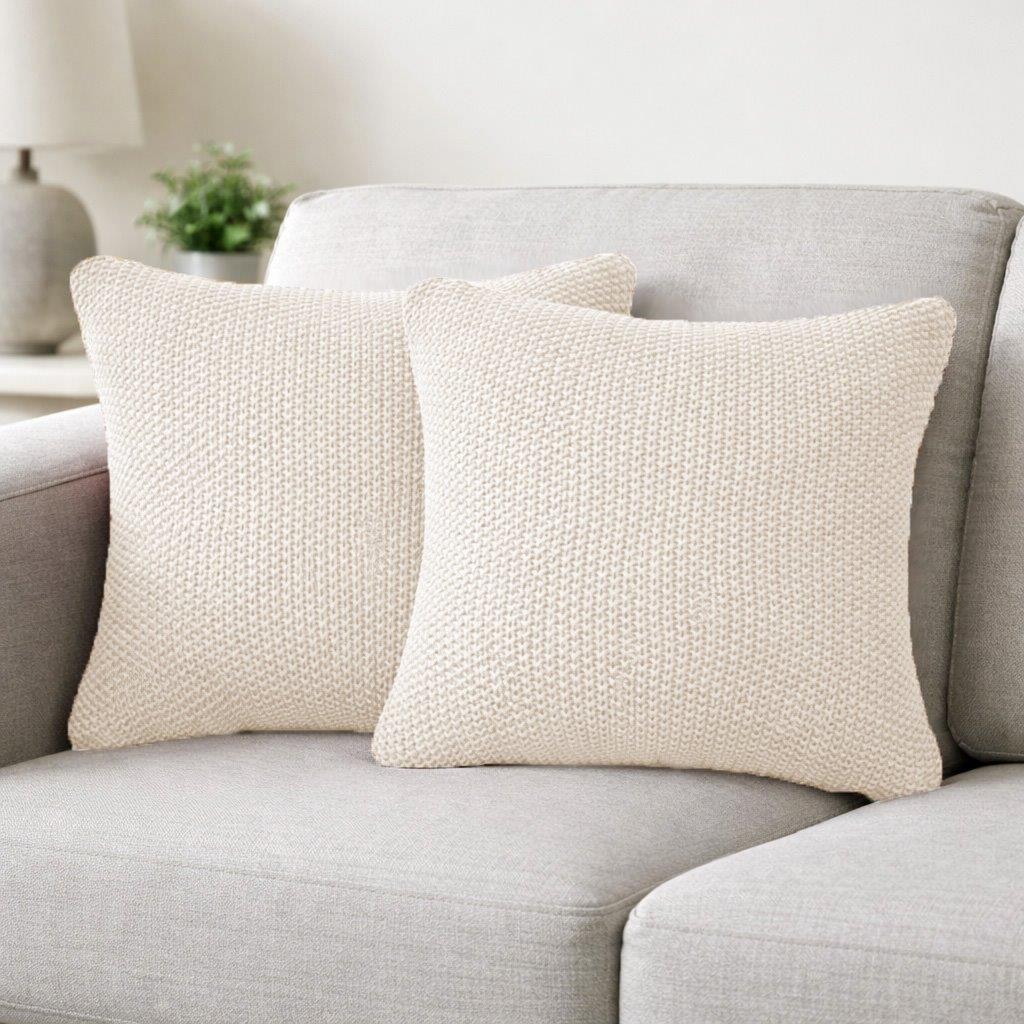 GOODproduct Coussin décoratif »Phelon, 2 Stk., 100% Baumwolle, Strick, ohne Füllung, Dekokissen« Avant : motif tricoté, 100% coton, doux, uni