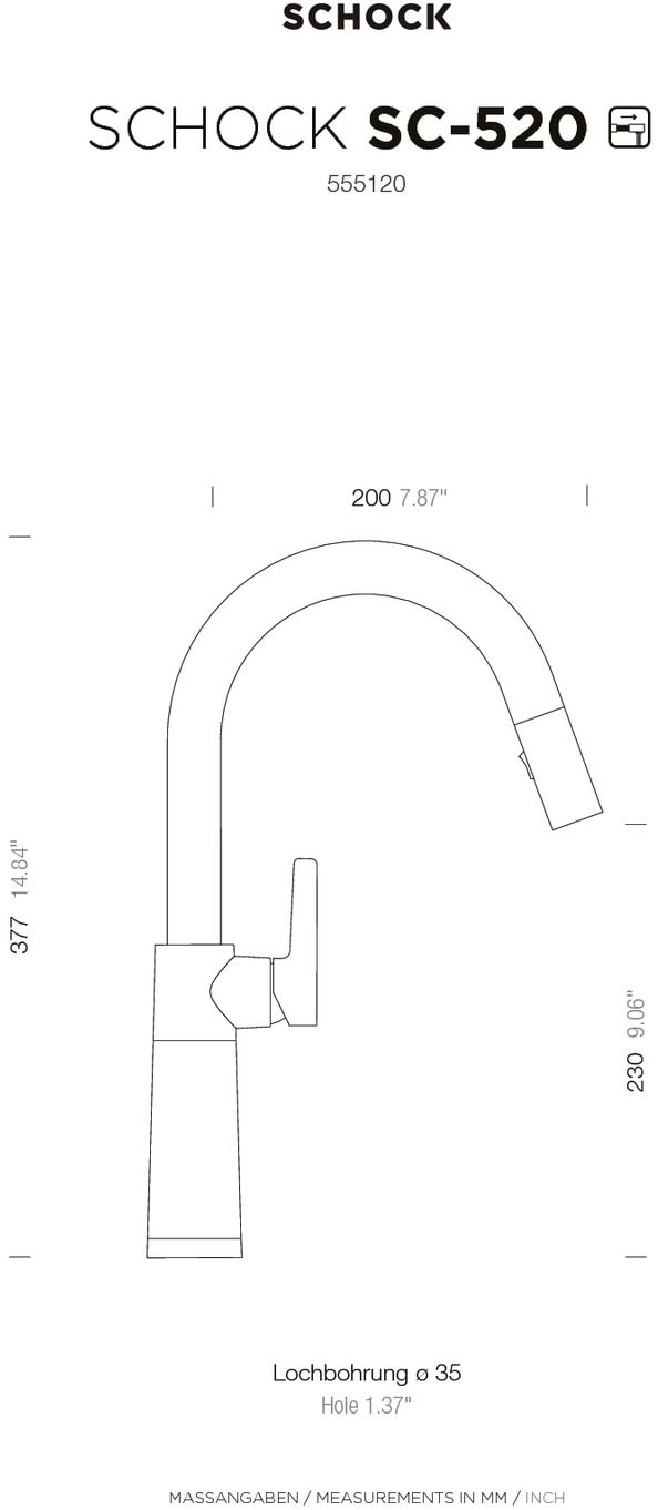Schock Robinetterie de cuisine »SC520« ausziehbar, Strahl-Brause, Rückflussverhinderer, Schwenkbereich 120°