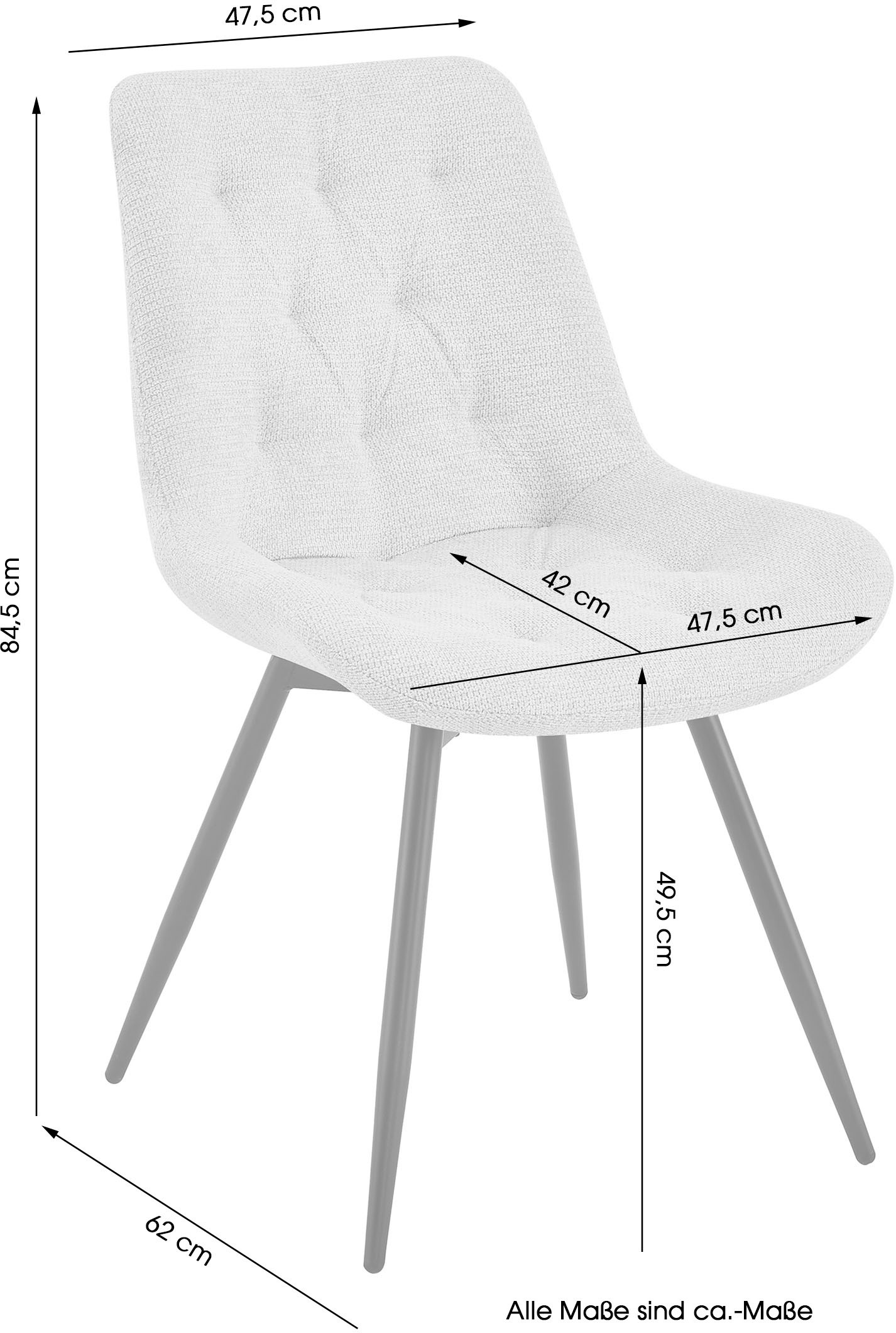 byLIVING Chaise de salle à manger »Aragon« (Ensemble) 2 cuischaise pivotante à 360 degrés, revêtement en tissu tissé de qualité avec matelassage