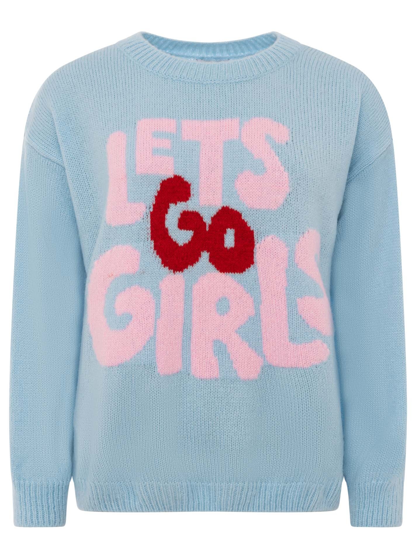 Zwillingsherz Strickpullover »"Lets Go Girls"« Rundhals, Statement Schriftzug, One Size, Strick