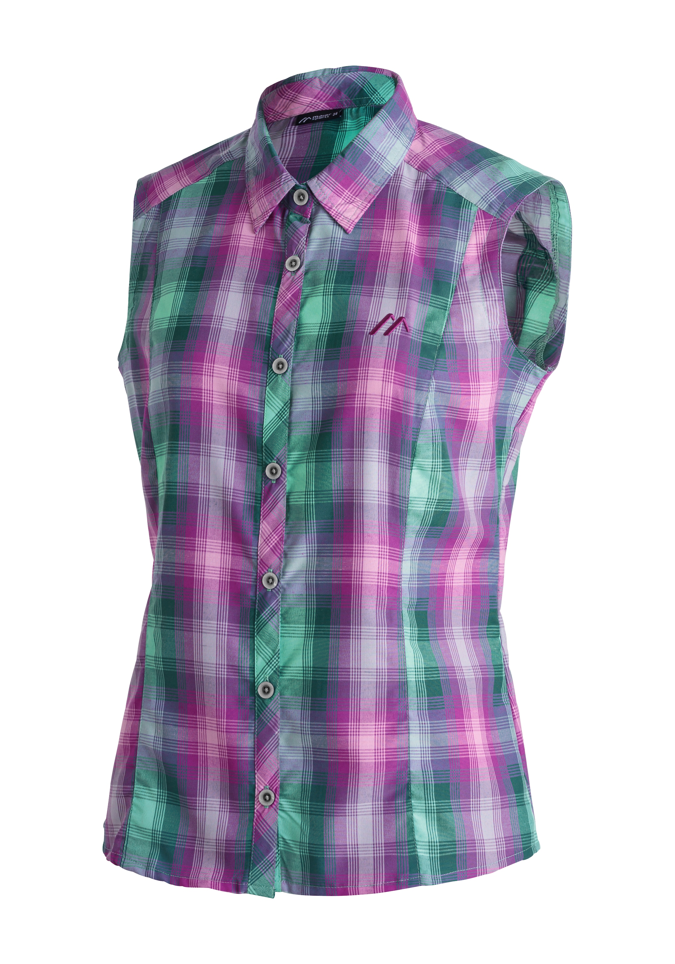 Maier Sports Blouse fonctionnelle »Paloma« blouse sans manches pour femme, chemisier d'été, chemise à carreaux, coupe régulière