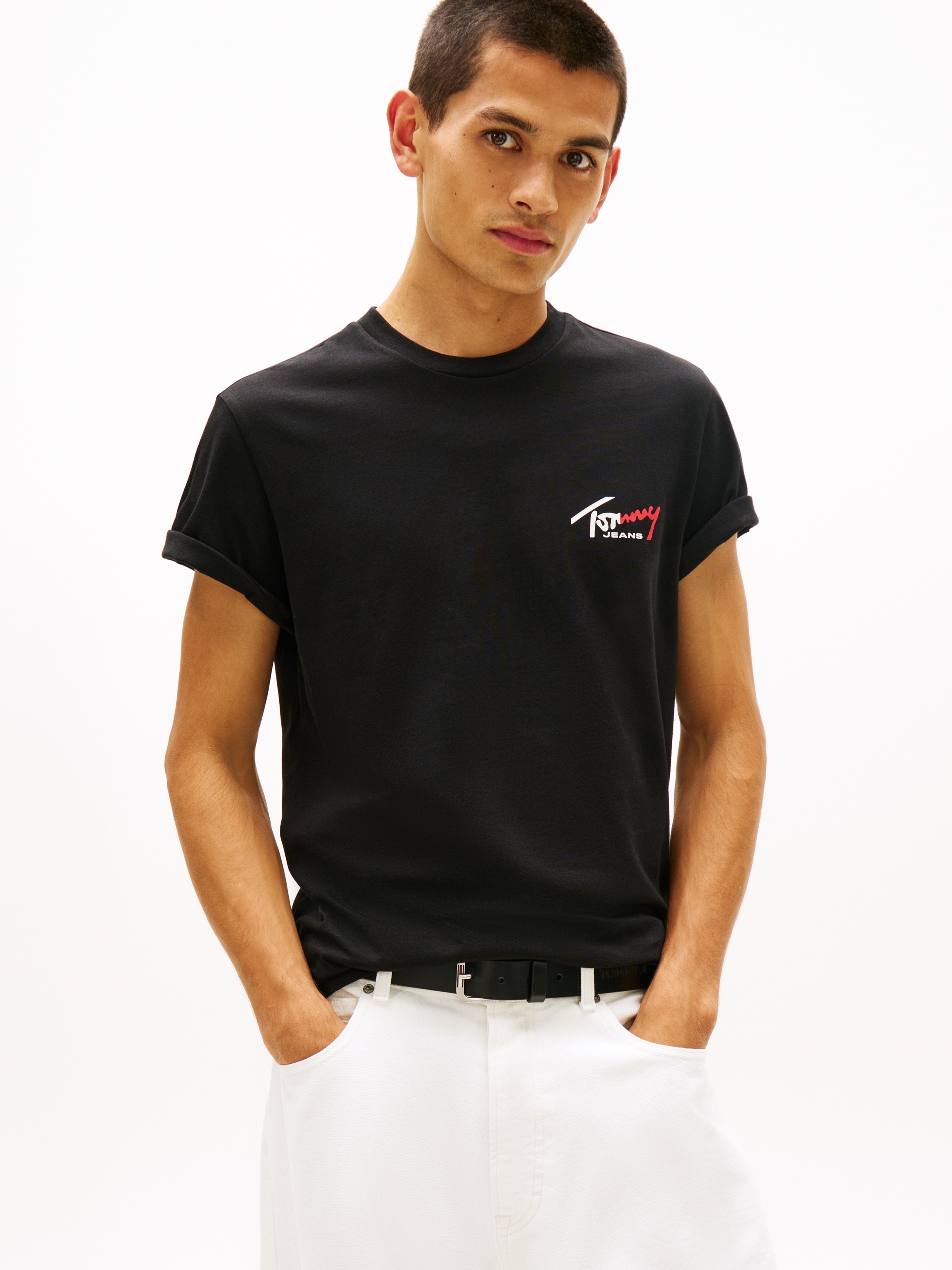 Tommy Jeans T-Shirt »TJM SLIM FIT SIGN CHEST« mit Markenprint