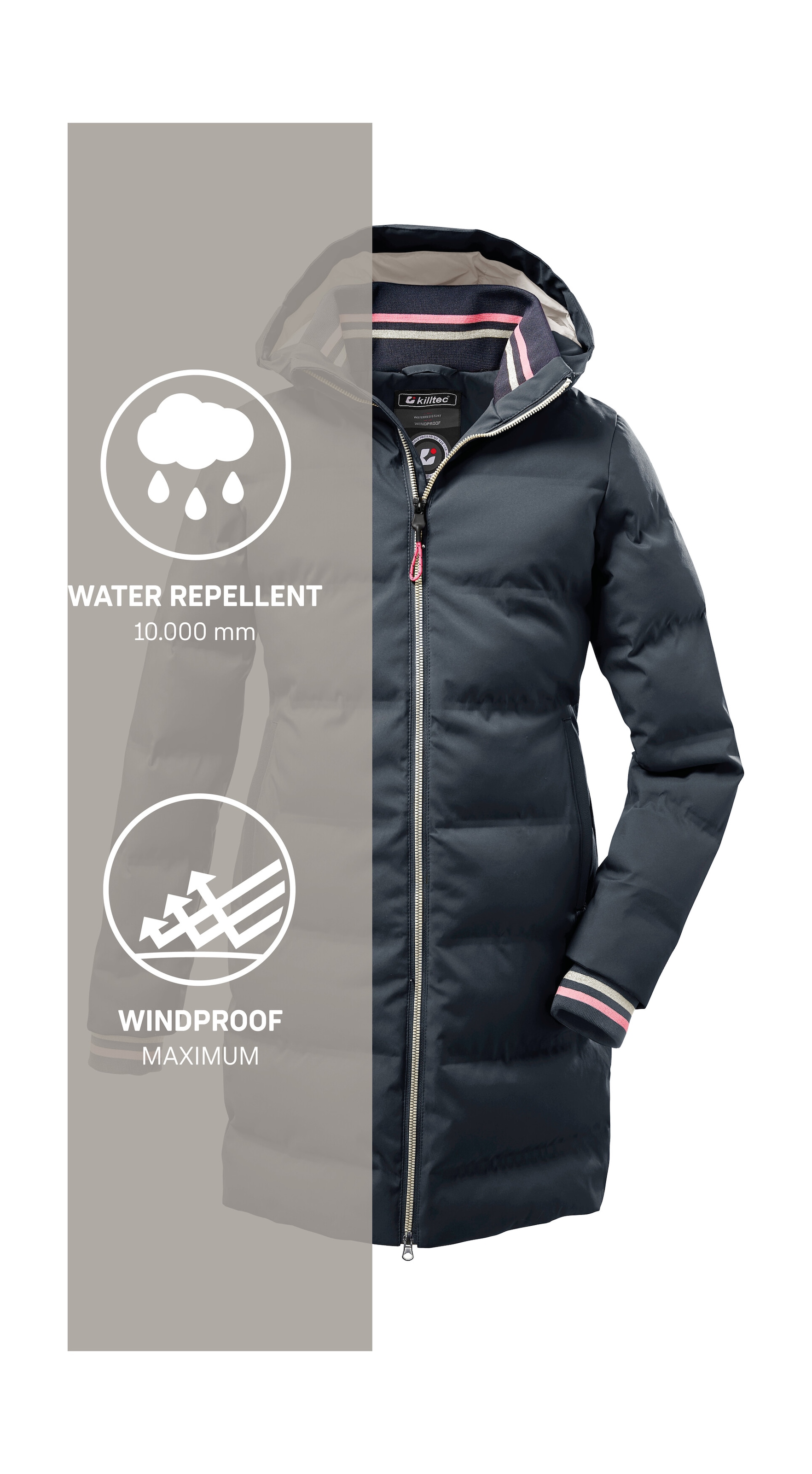 Killtec Manteau matelassé »KOW 33 GRLS QLTD CT« Lang geschnittene Mädchen-Steppjacke, wasserabweisend, atmungsaktiv