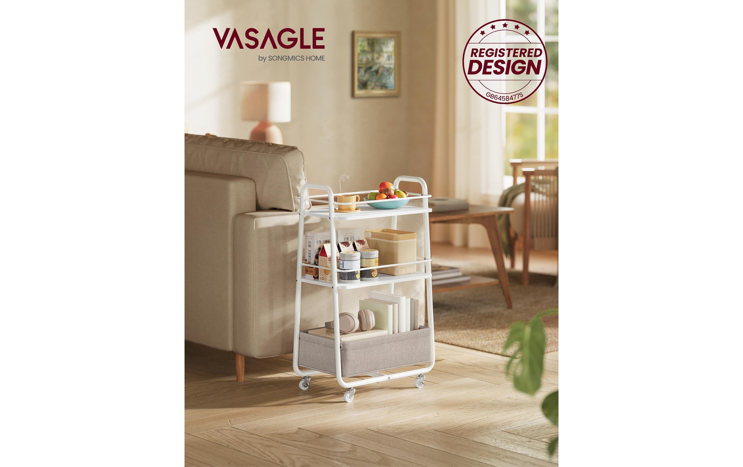 VASAGLE Chariot à roulettes »30,4 x 81 cm,«