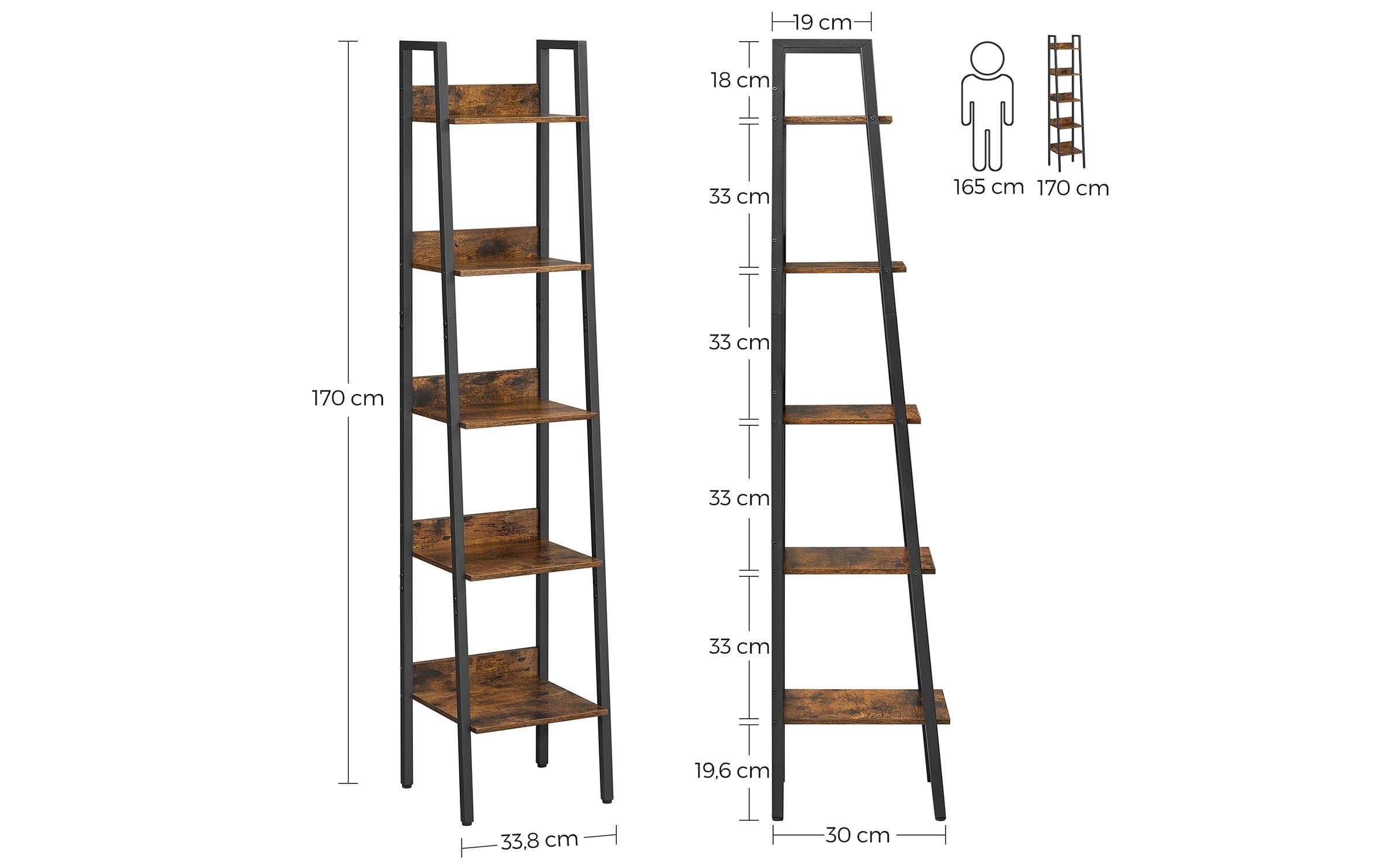 VASAGLE Regal »33.8 x 30 x 170 cm«