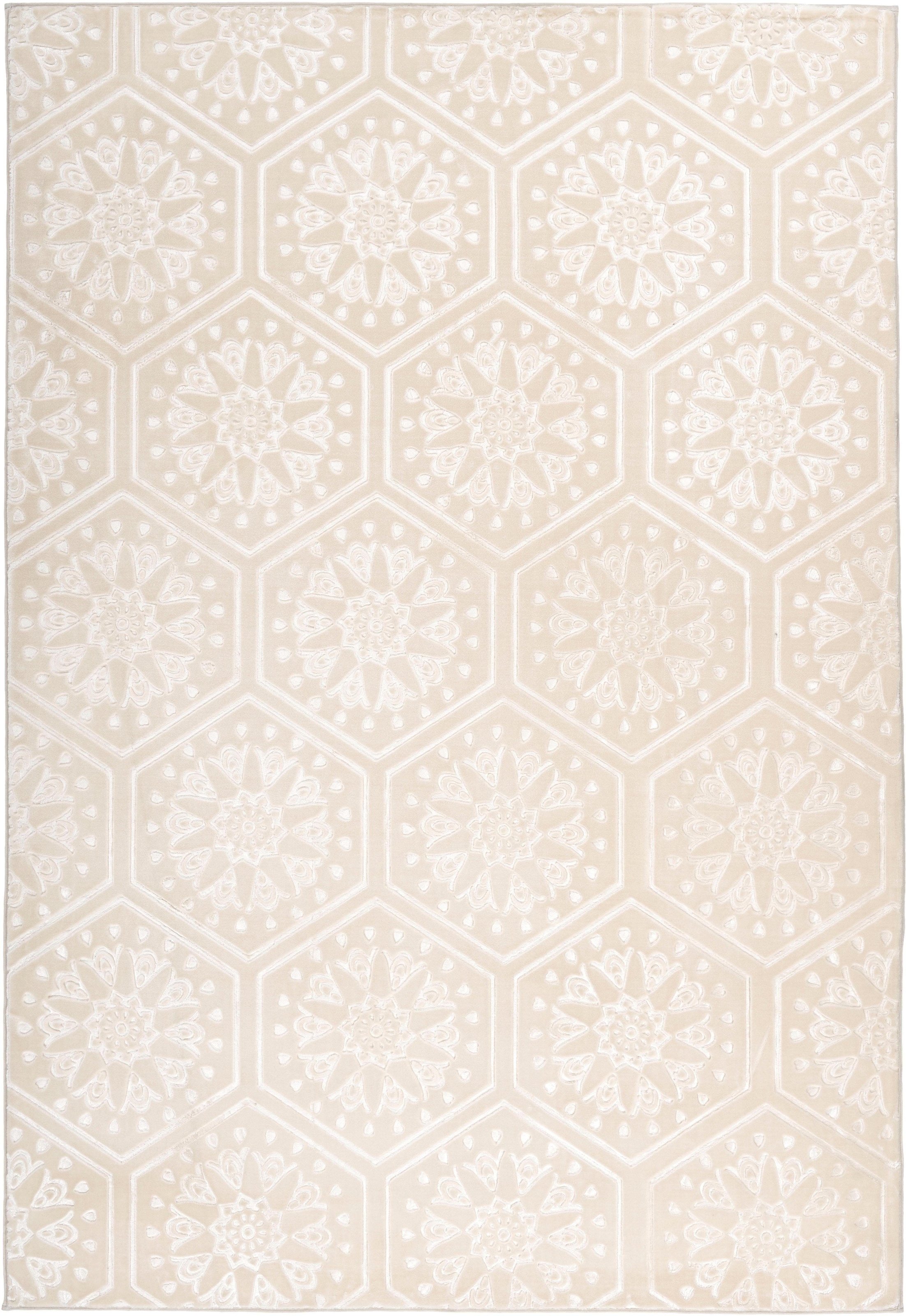 calo-deluxe Teppich »Latemar 300« rechteckig 7 mm Höhe weiche Fell Haptik, Relief Muster, Wohnzimmer, Schlafzimmer