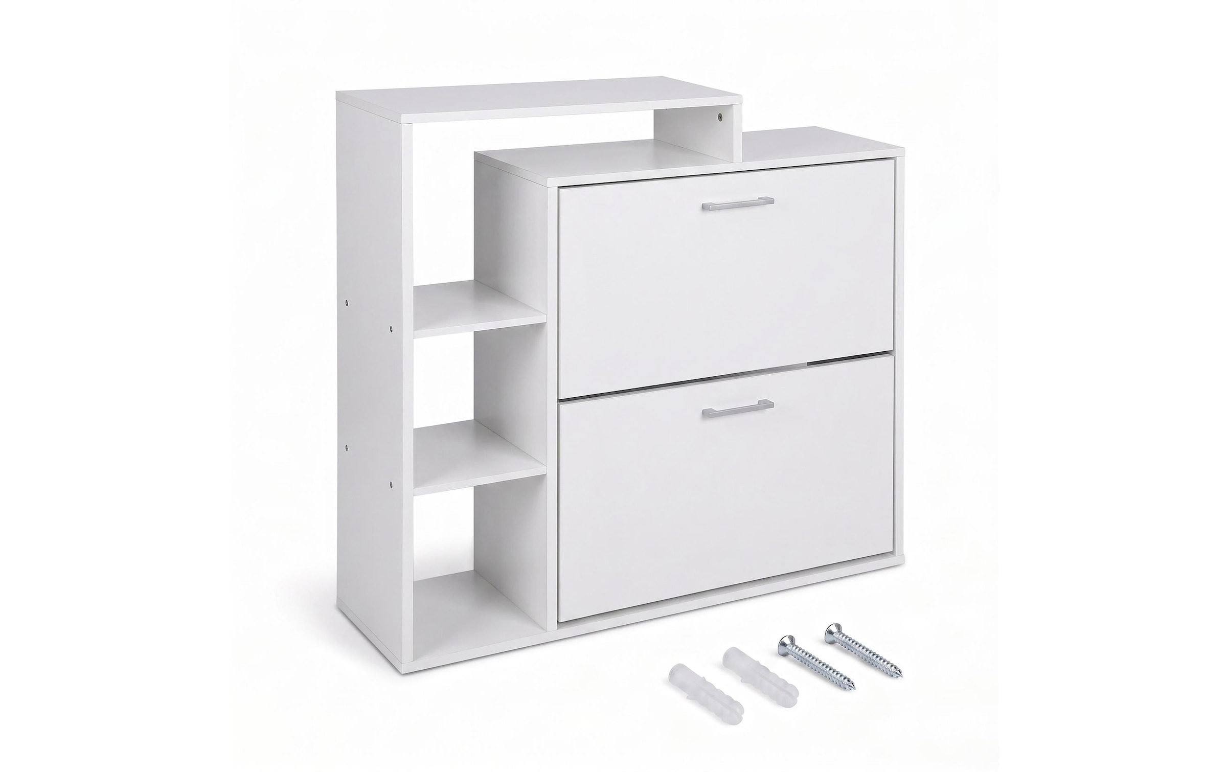 relaxdays Armoire à chaussures »Schuhkipper 80 x 90 cm, Silber/Weiss«