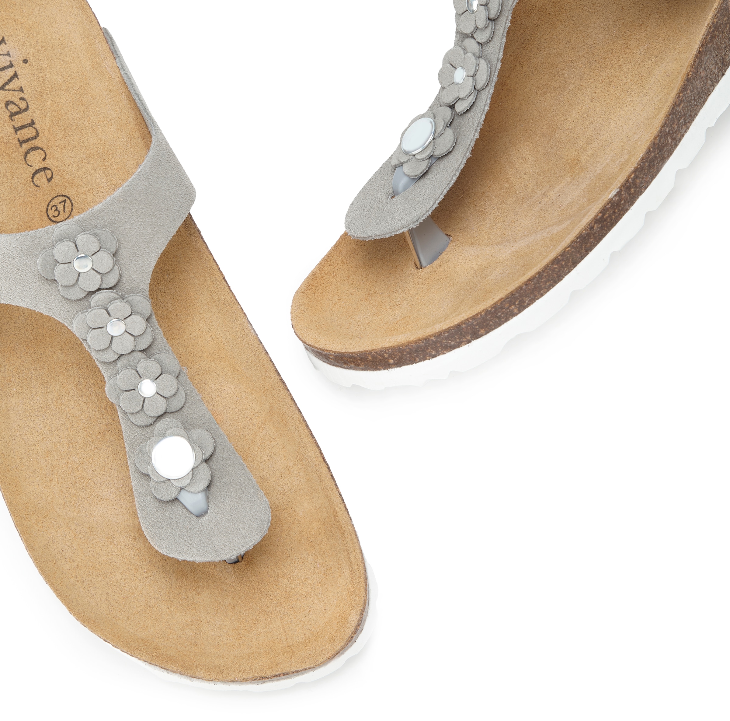 Vivance Pantolette »Mule, Sandale, offener Schuh, Sommerschuh,«  aus Leder mit Korkfussbett und Blüten-Applikation