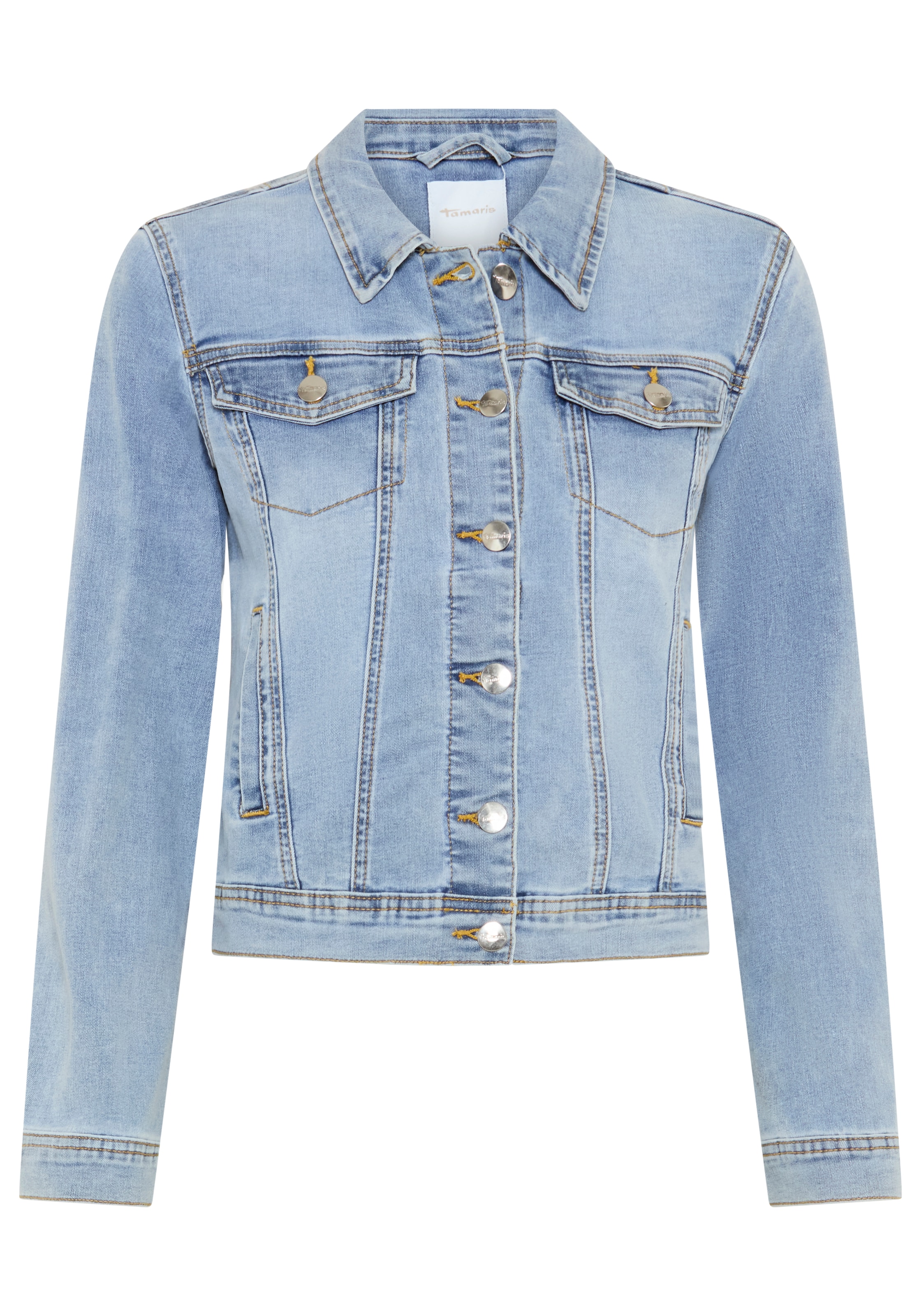Tamaris Veste en jean aus elastischem Denim-Material, mit Brusttaschen und Eingrifftaschen