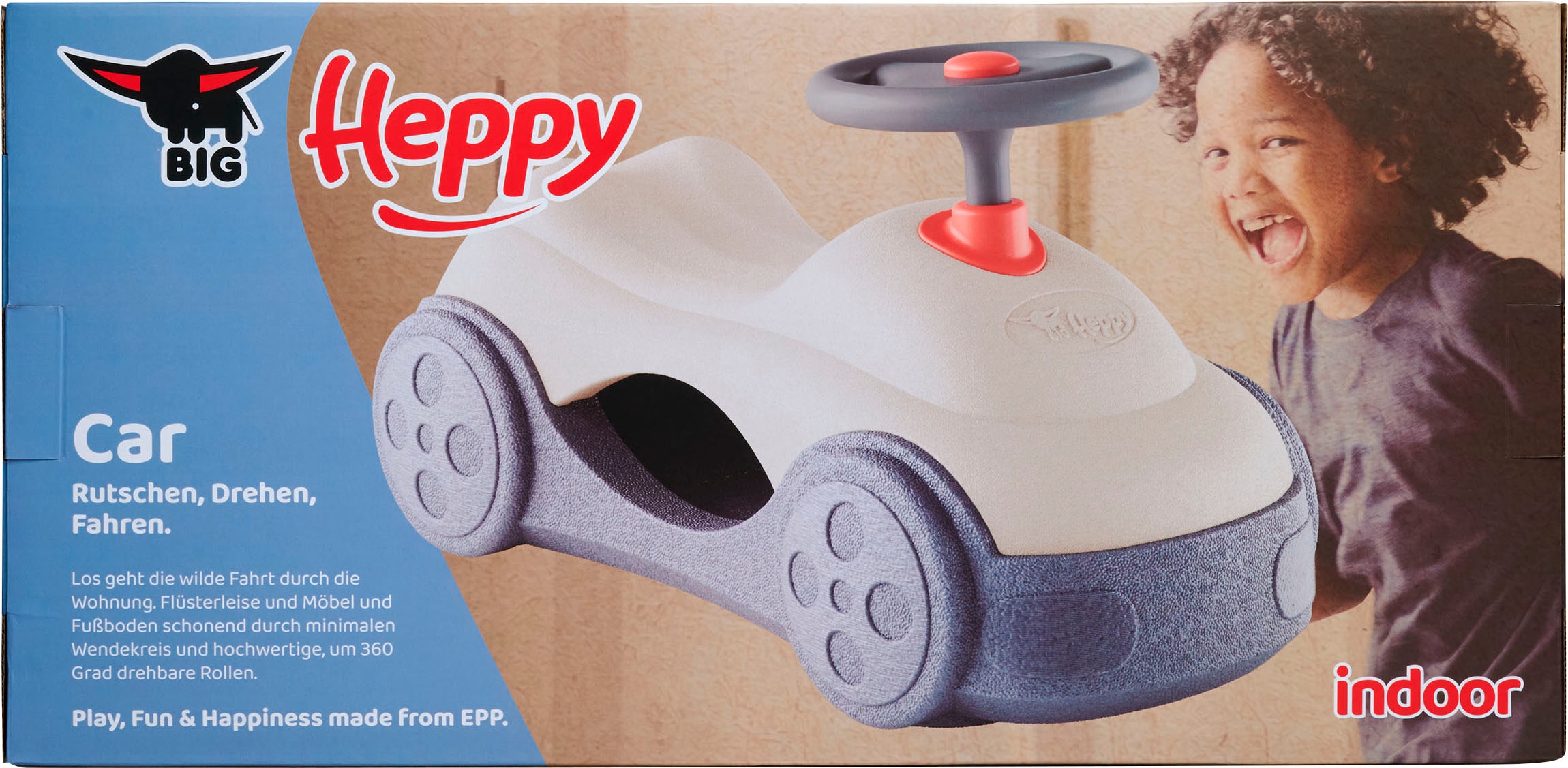 BIG Voiture à bascule »BIG Heppy Car« Kübelrutscher, Babyrutscher, Babyrollbrett, Caster-Board