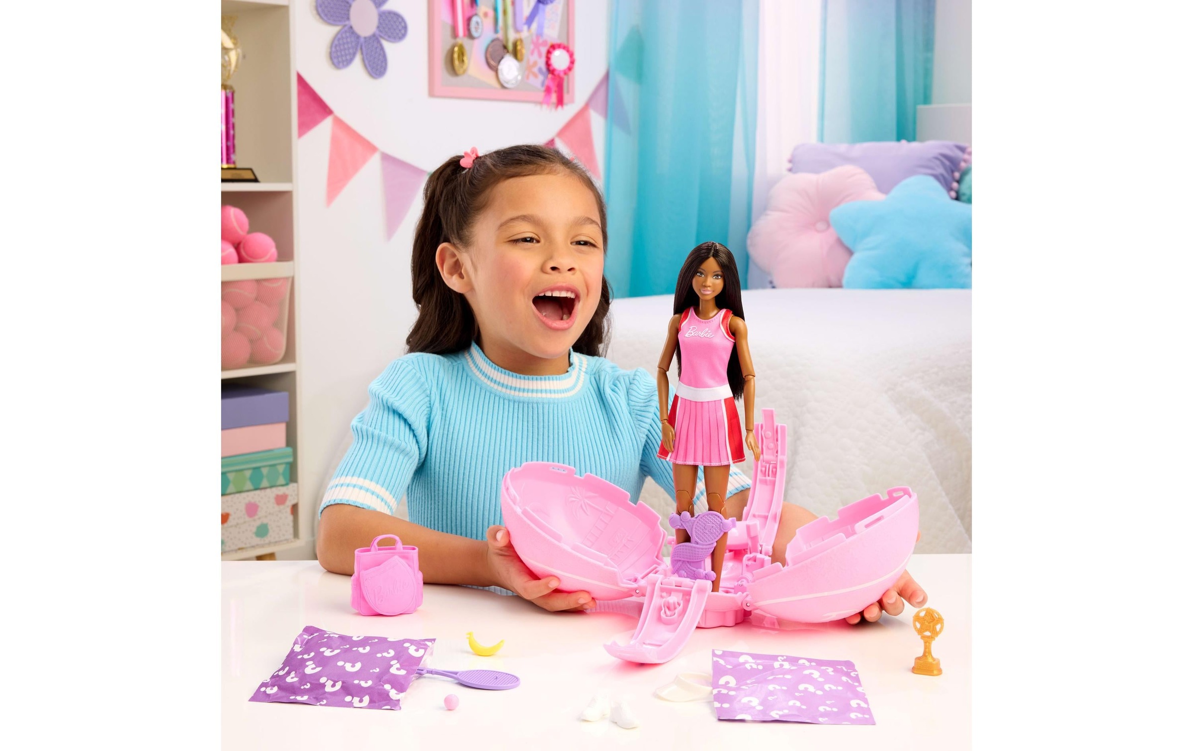 Barbie Poupée à habiller »Team Barbie Roll & Reveal Tennisspielerin-Puppe«