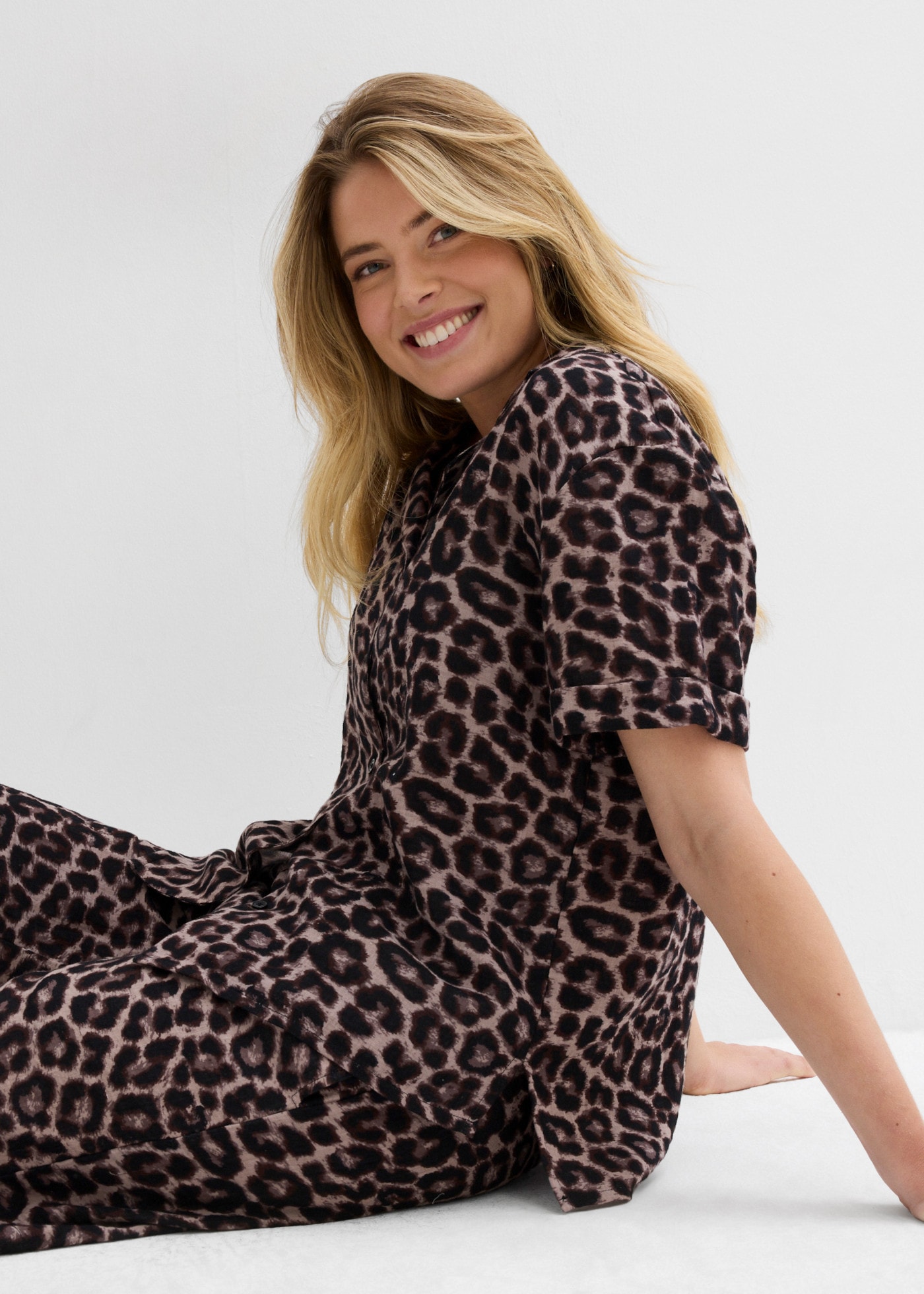 bonprix Chemisier à chemise coupe large style oversize, en coton pur
