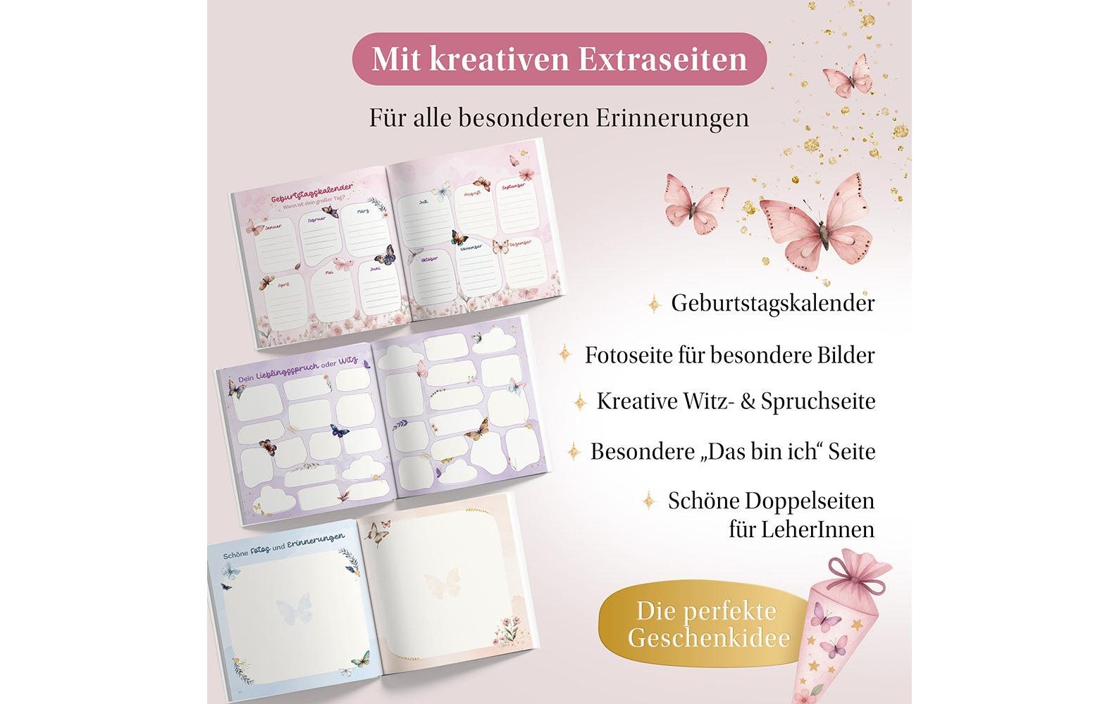   Tagebuch »Eulentaler Schmetterling, 21 x 21 cm« Schulfreundebuch für Erinnerungen